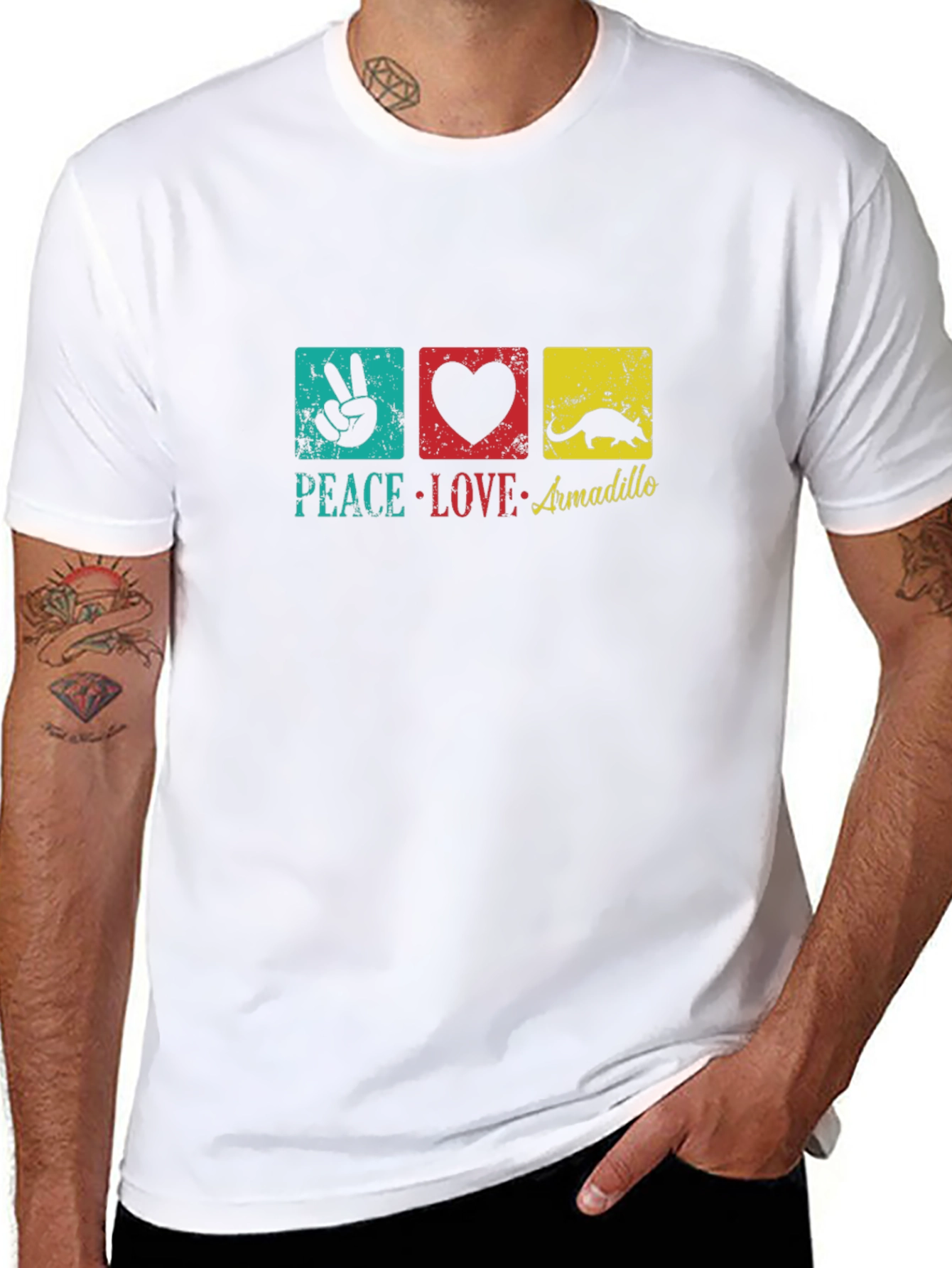 Peace Love Armadillo Graphic T-Shirt