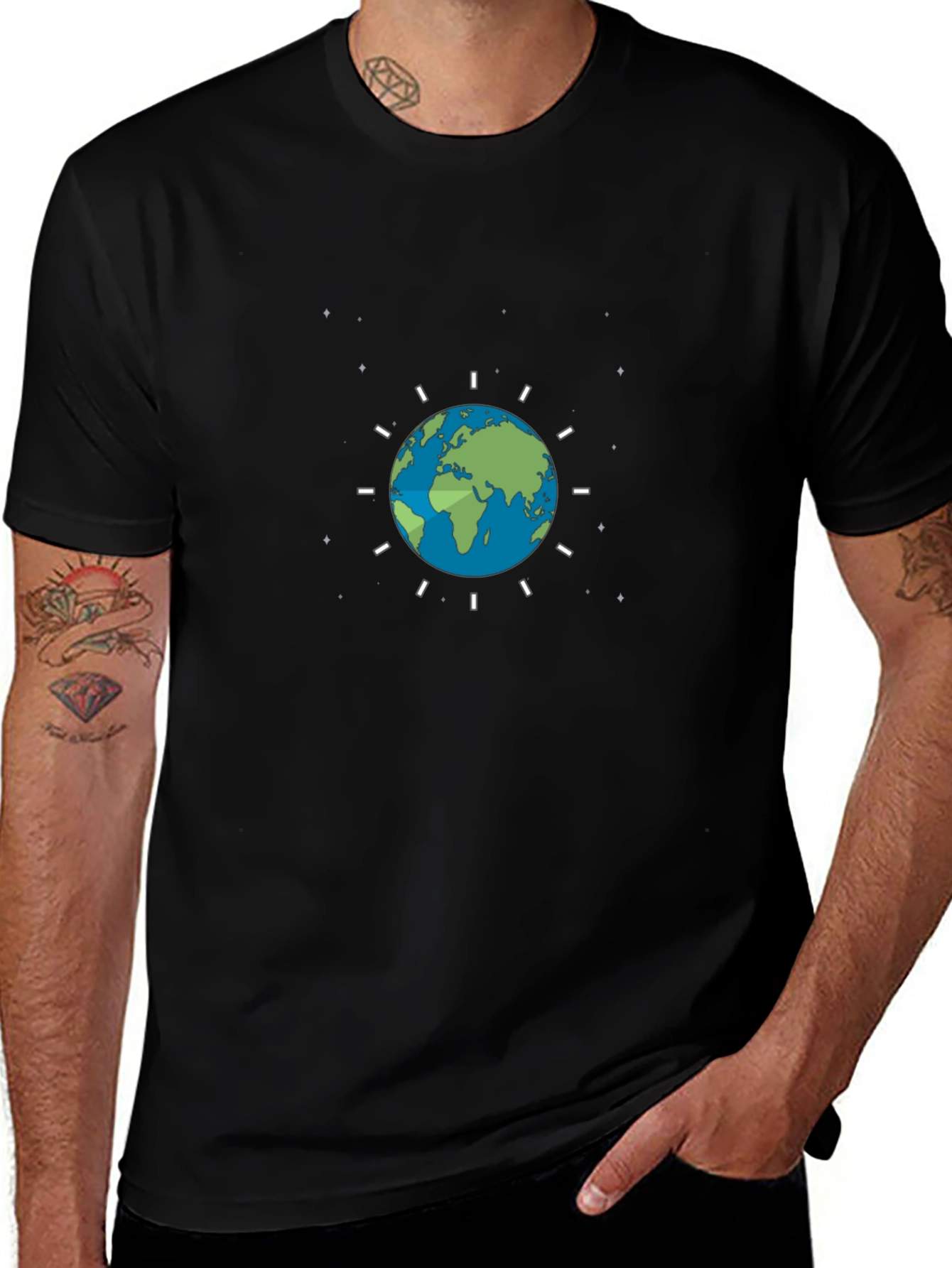 Earth Graphic Black Tee - Embrace Global Style