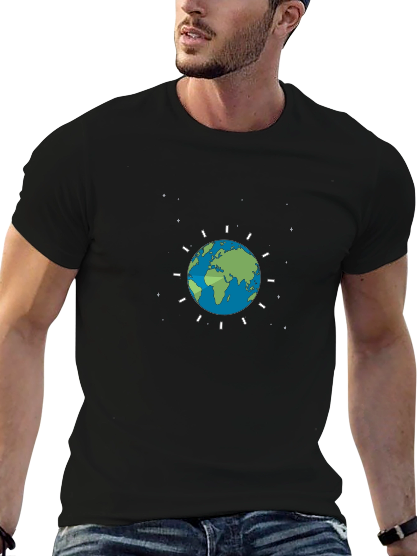 Earth Graphic Black Tee - Embrace Global Style