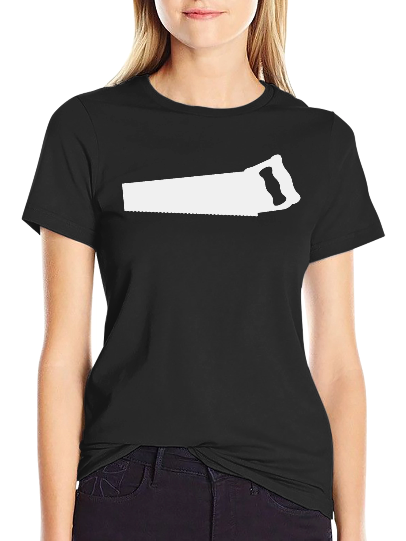 Saw Graphic Black T-Shirt - Mens Novelty Tee