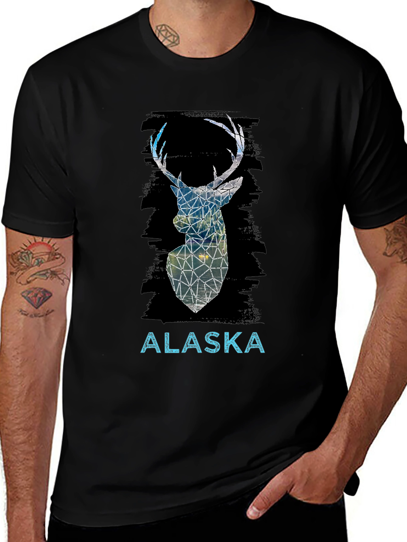 Alaska Deer Graphic Tee - Mens Black T-Shirt
