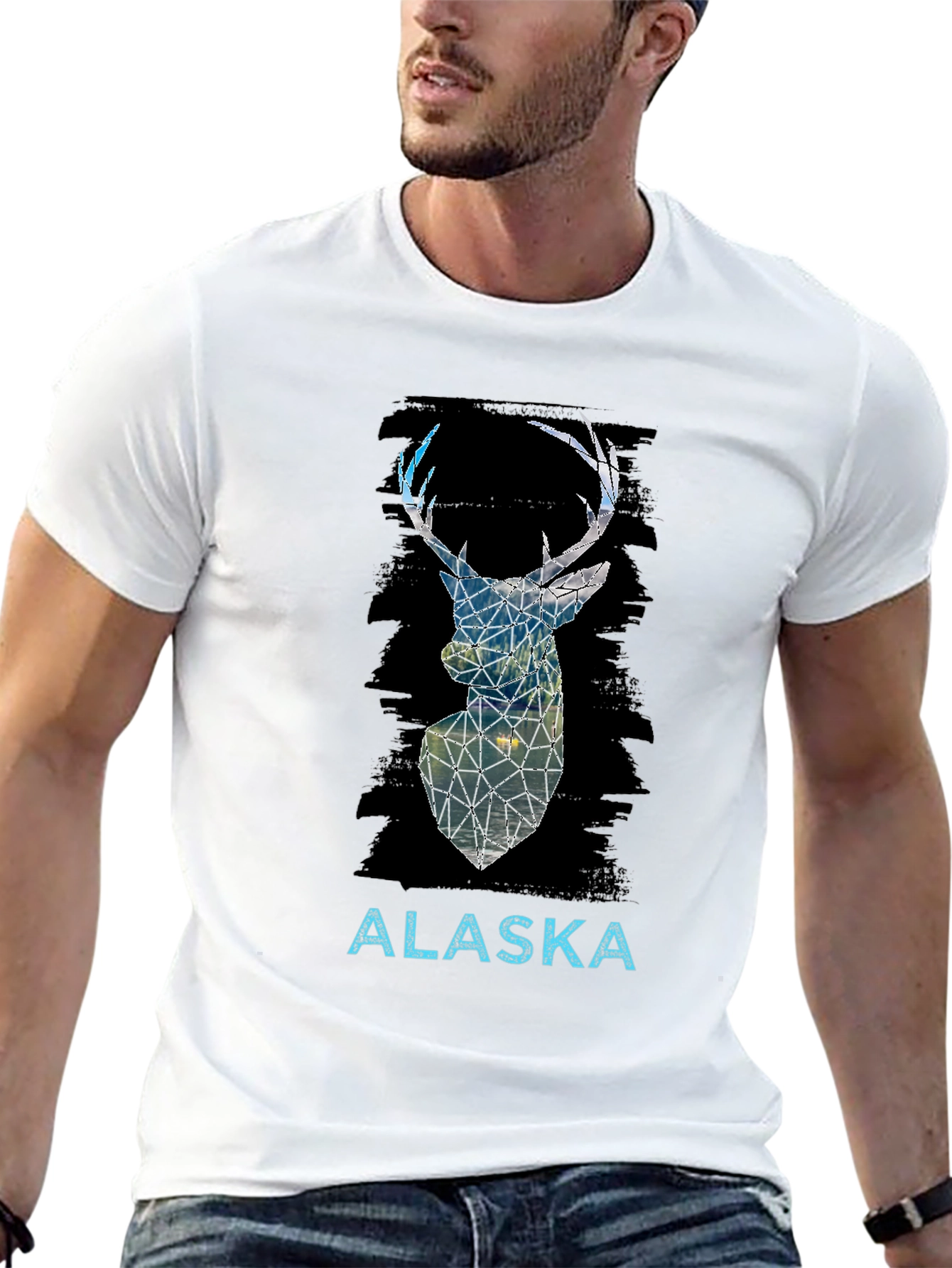 Alaska Deer Graphic Tee - Mens Black T-Shirt