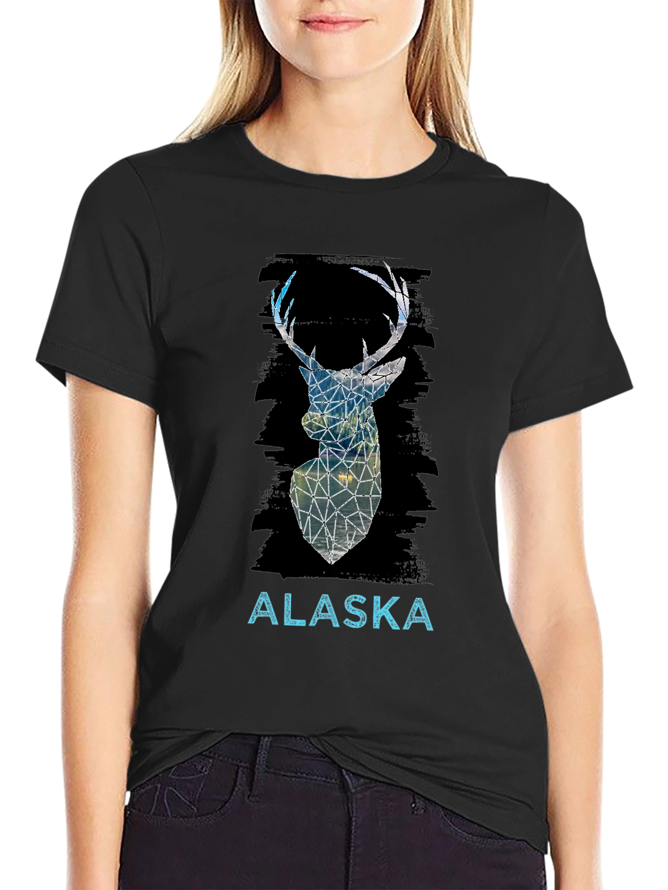 Alaska Deer Graphic Tee - Mens Black T-Shirt