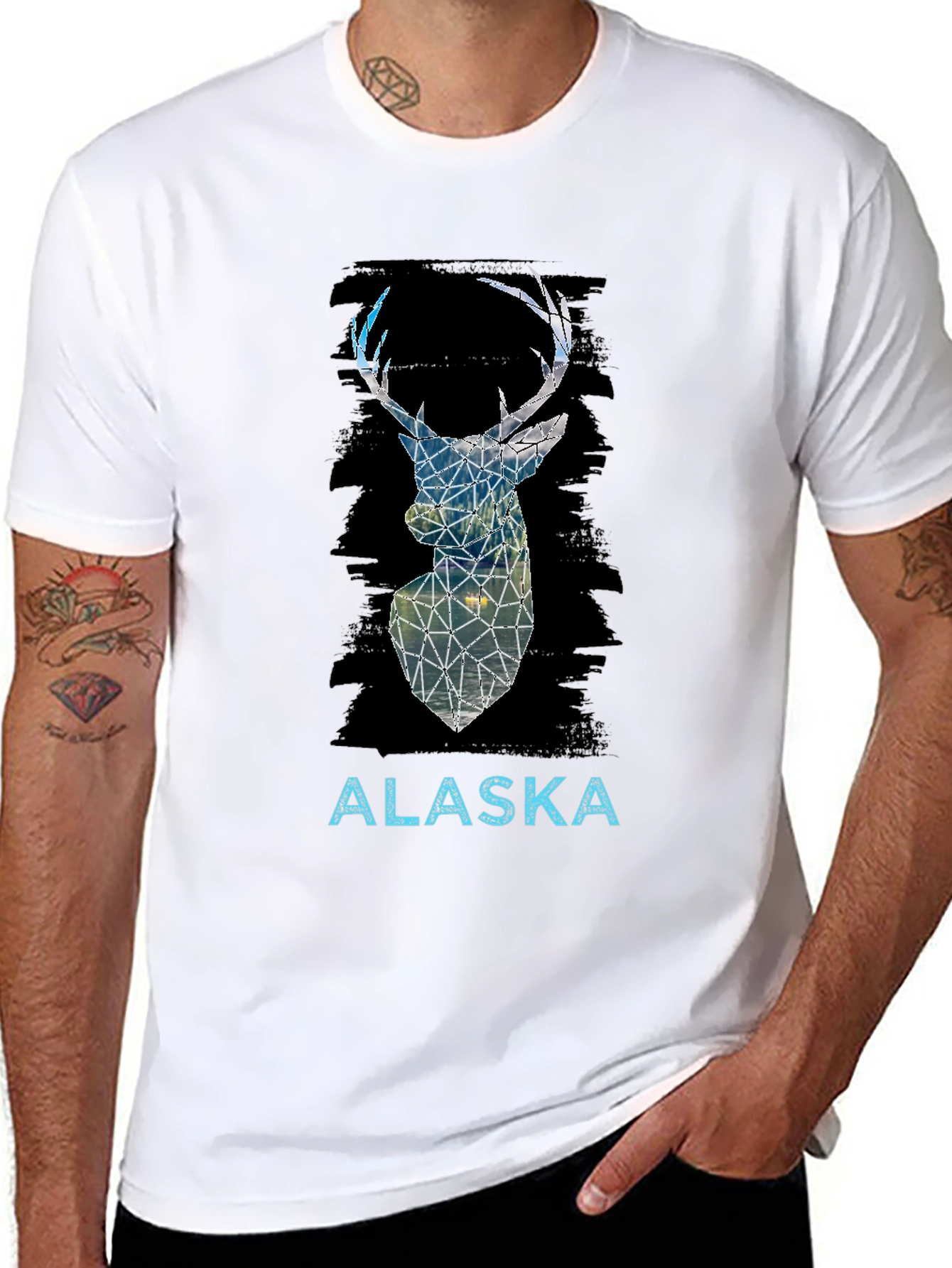 Alaska Deer Graphic Tee - Mens Black T-Shirt