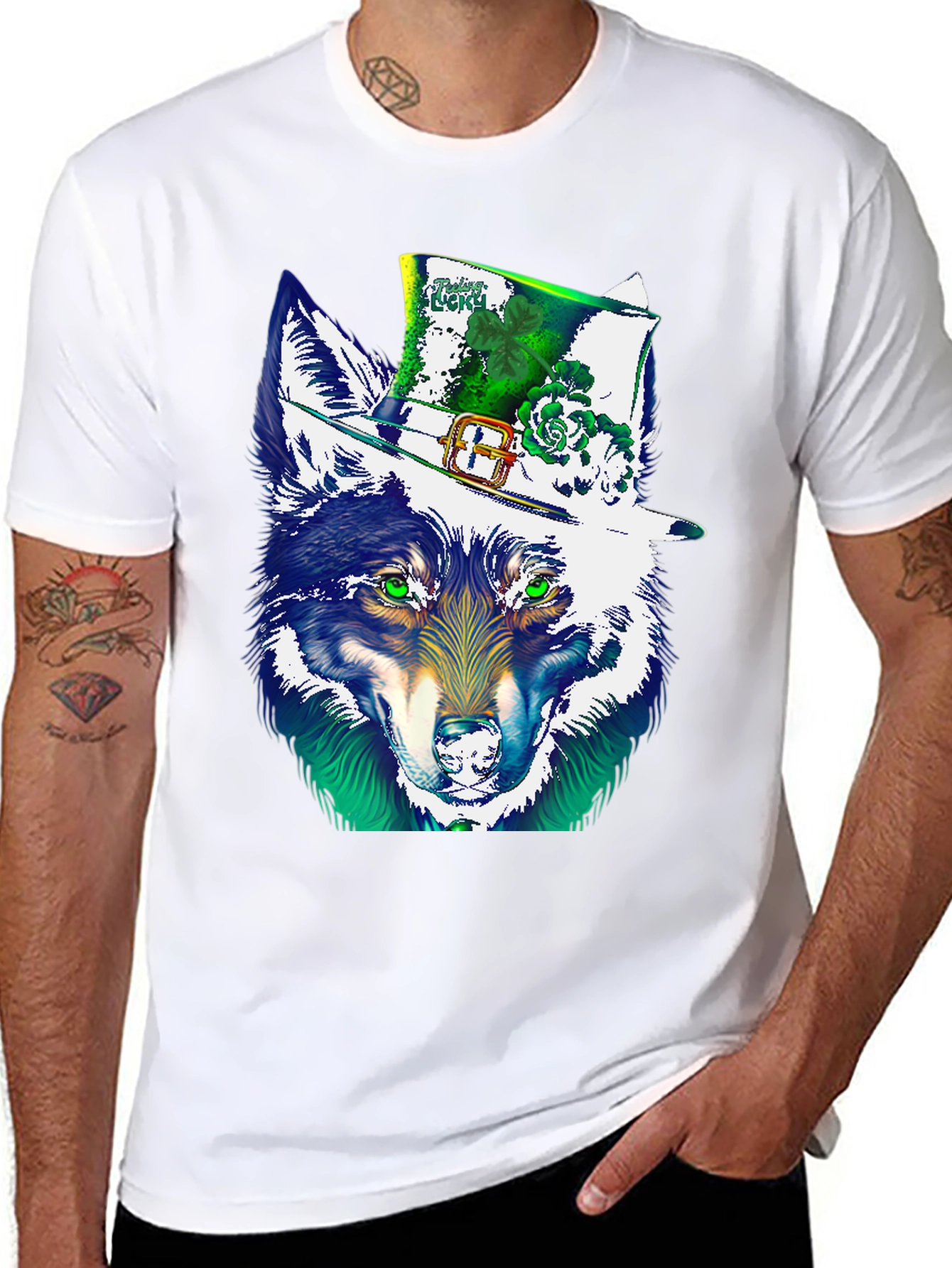 Lucky Wolf St. Patricks Day Graphic T-Shirt