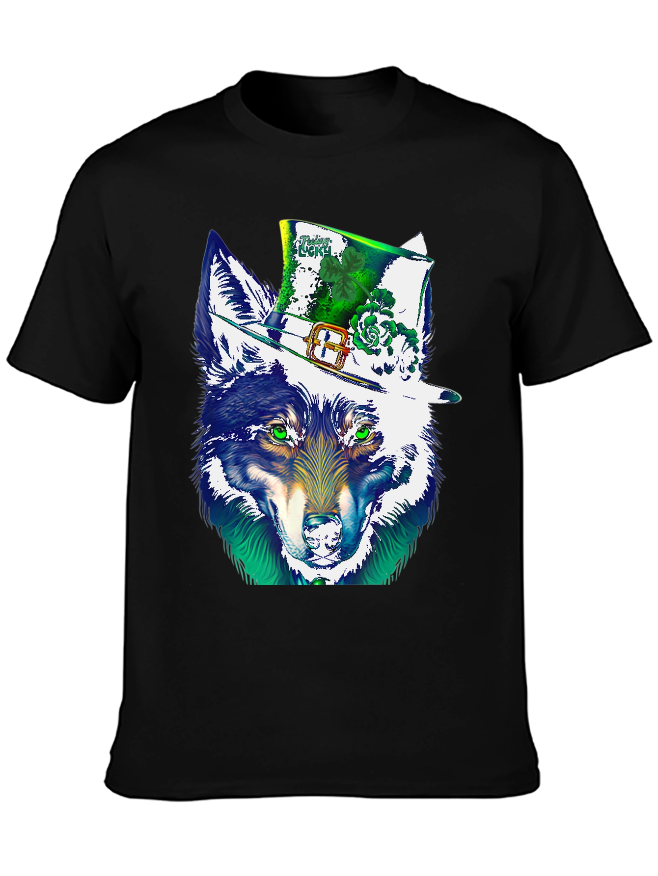 Lucky Wolf St. Patricks Day Graphic T-Shirt
