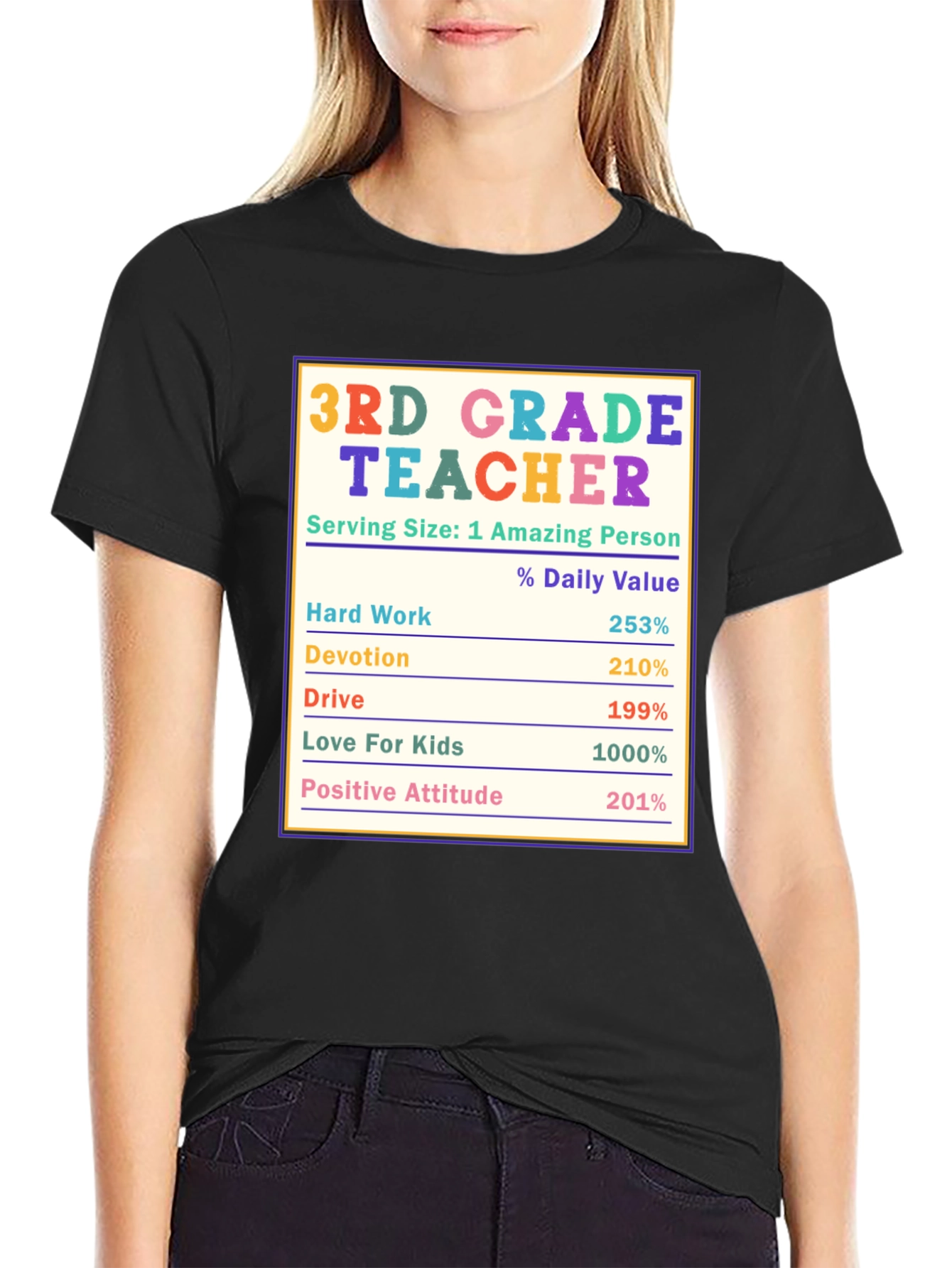 3rd Grade Teacher Nutrition Facts T-Shirt