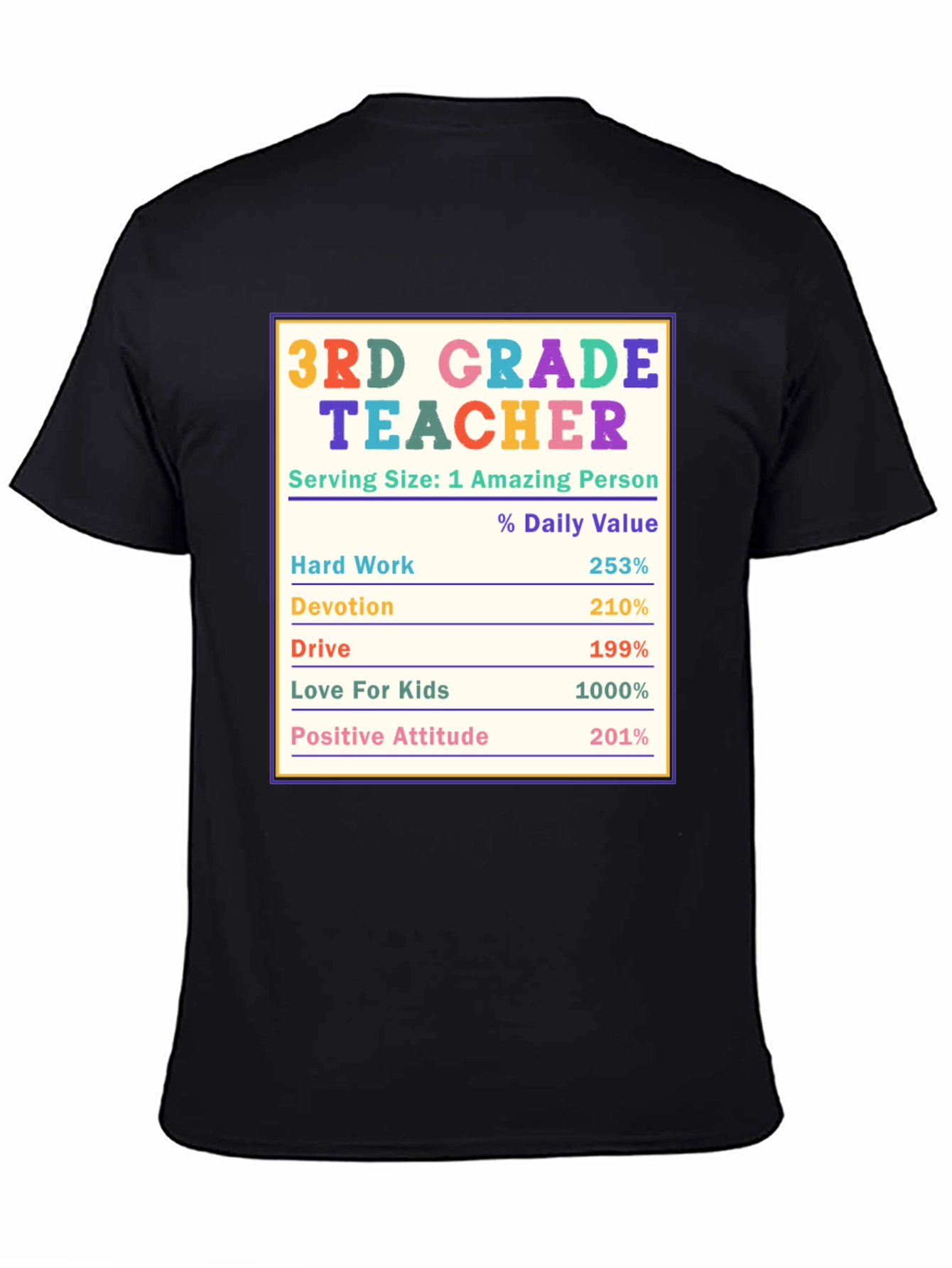 3rd Grade Teacher Nutrition Facts T-Shirt