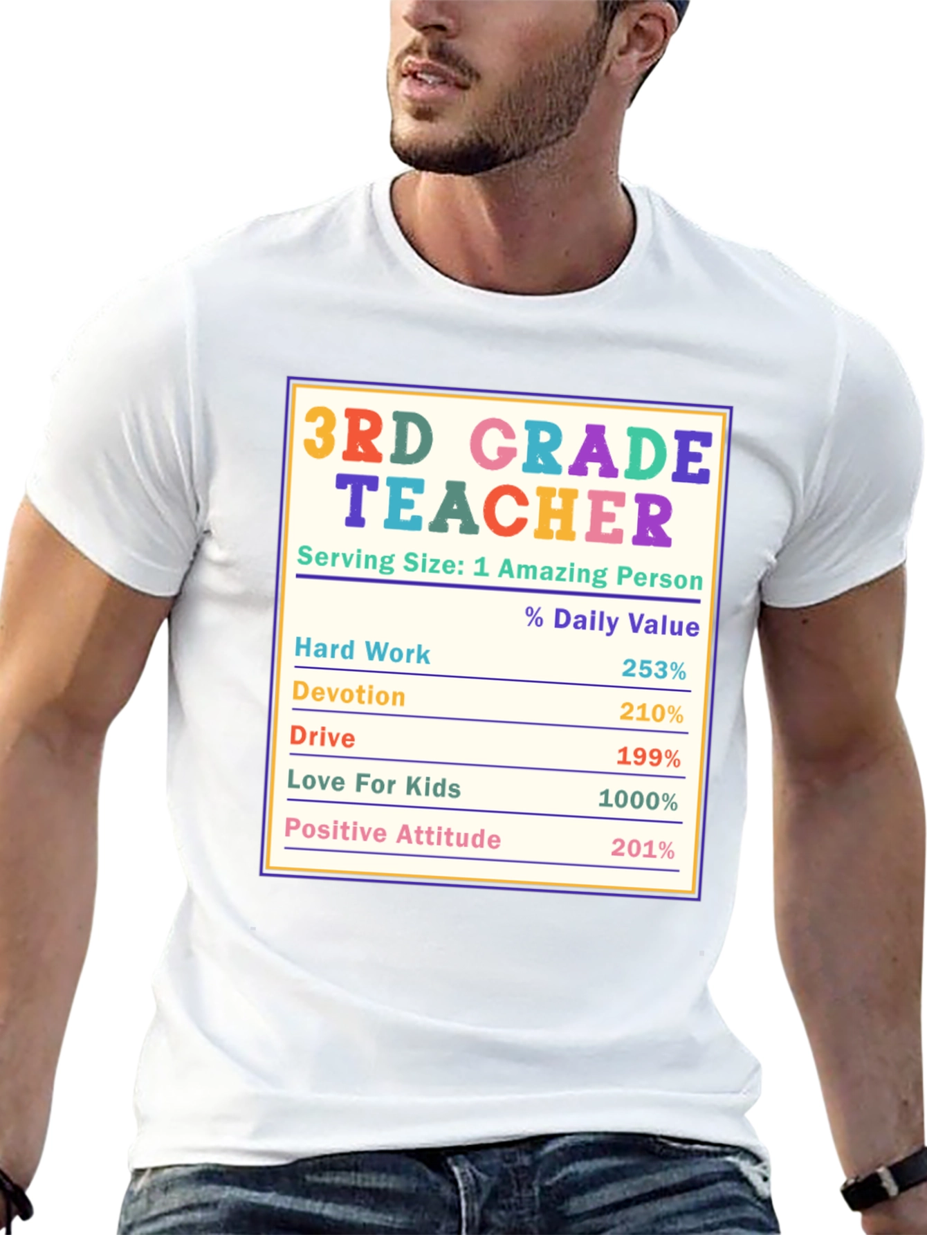3rd Grade Teacher Nutrition Facts T-Shirt