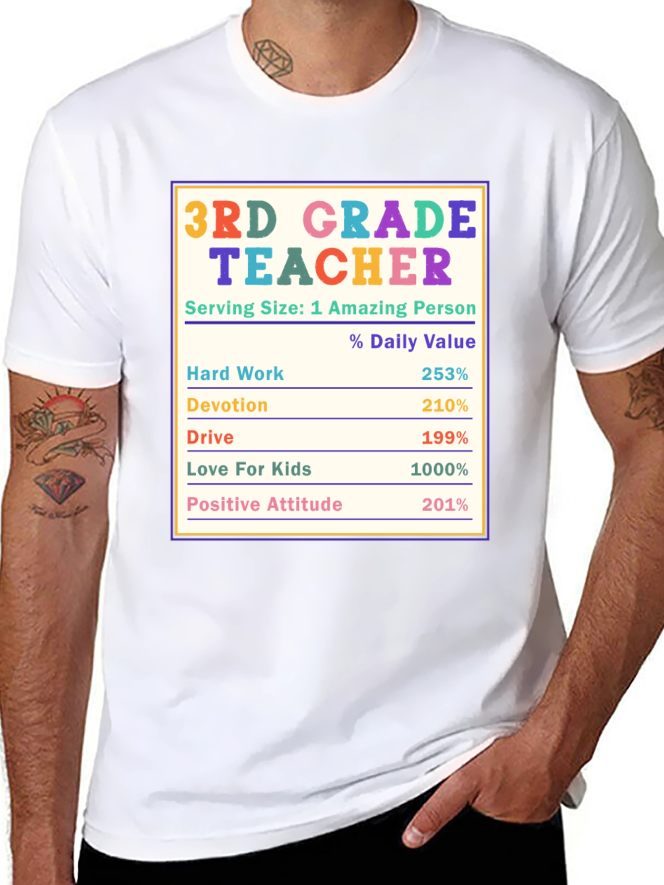 3rd Grade Teacher Nutrition Facts T-Shirt