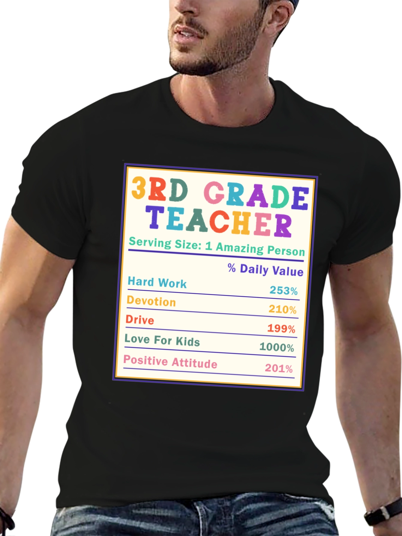 3rd Grade Teacher Nutrition Facts T-Shirt