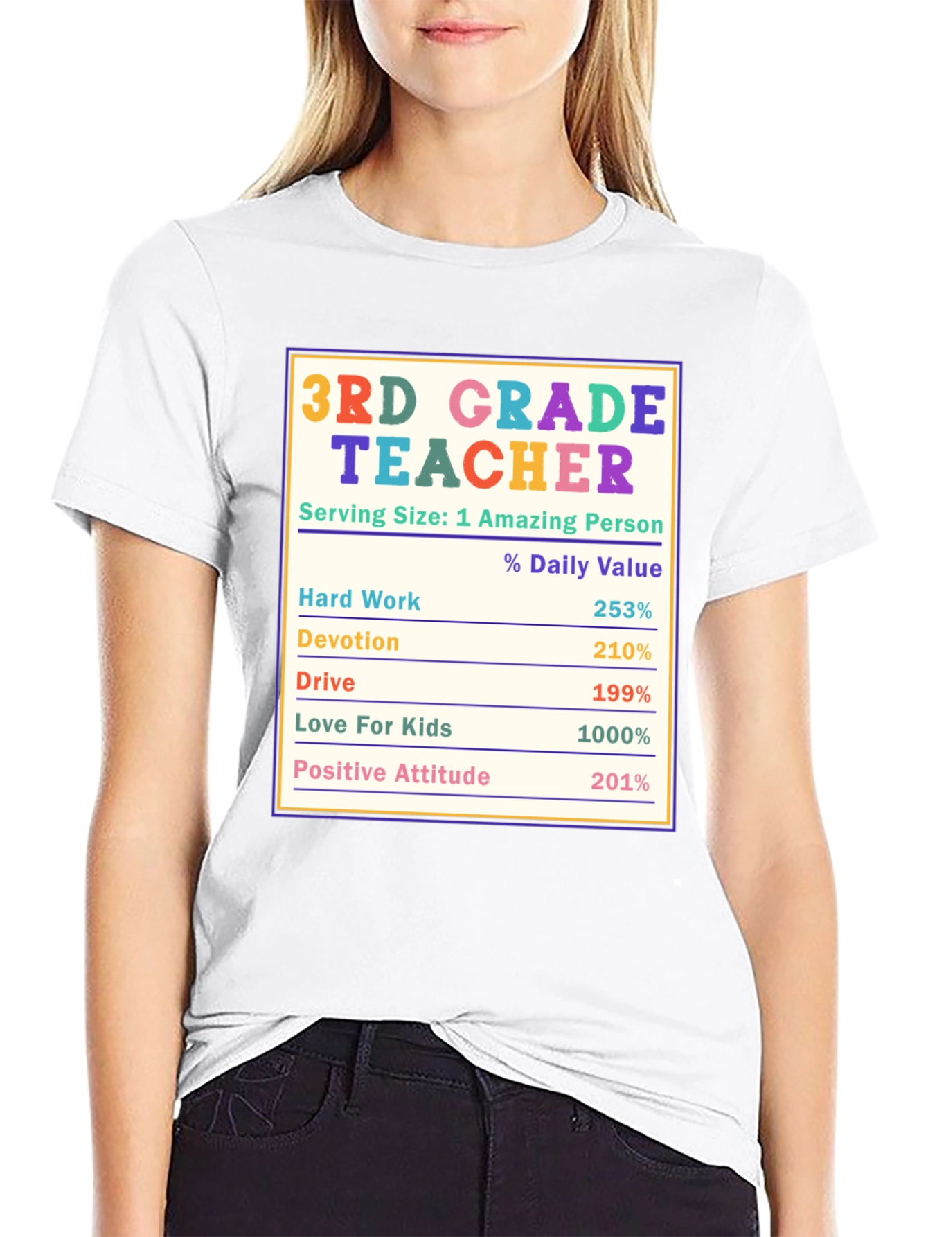 3rd Grade Teacher Nutrition Facts T-Shirt
