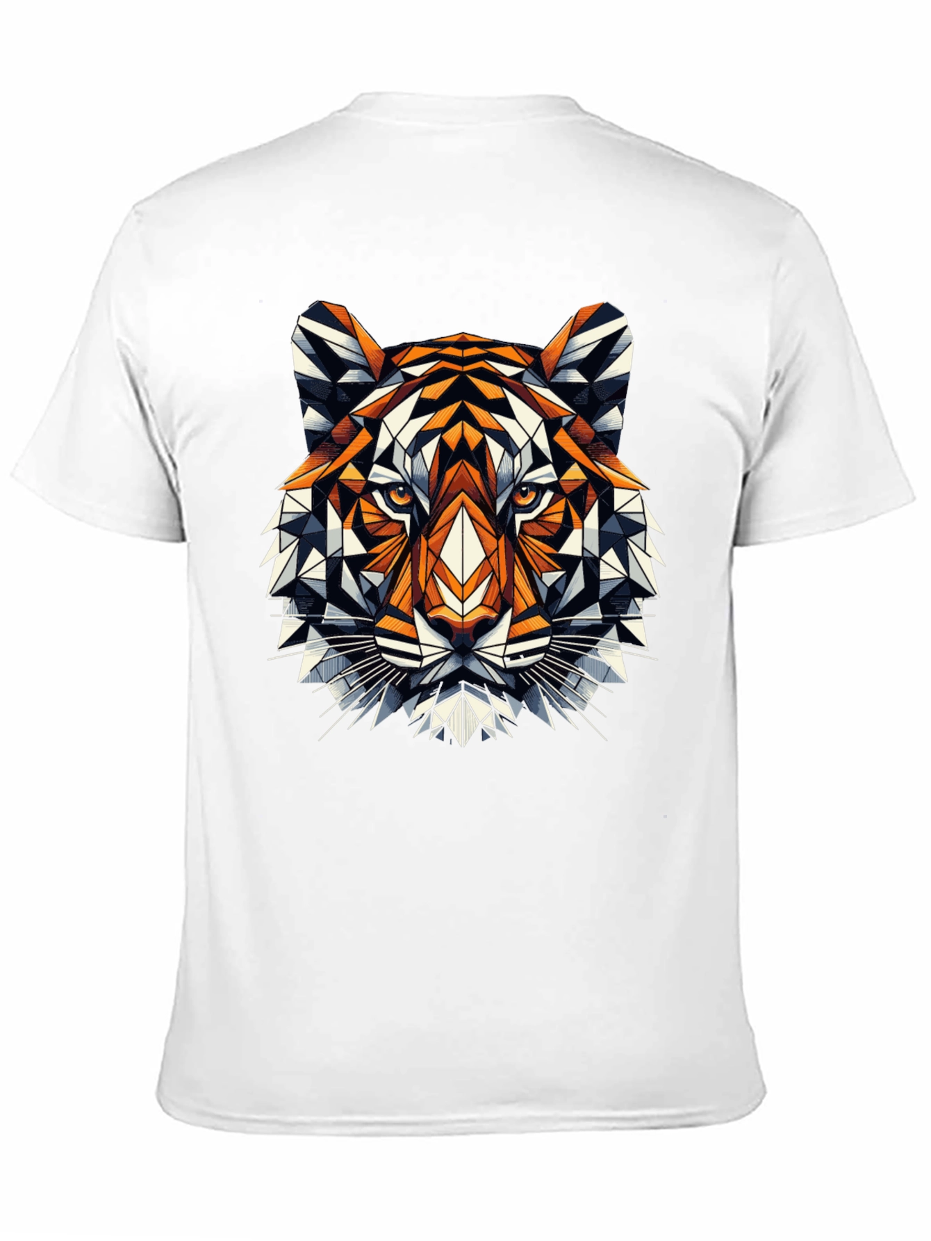 Geometric Tiger Graphic Tee - Black Cotton Blend
