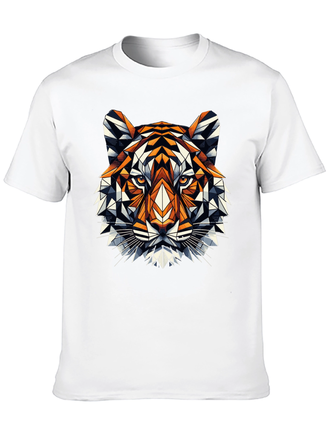Geometric Tiger Graphic Tee - Black Cotton Blend
