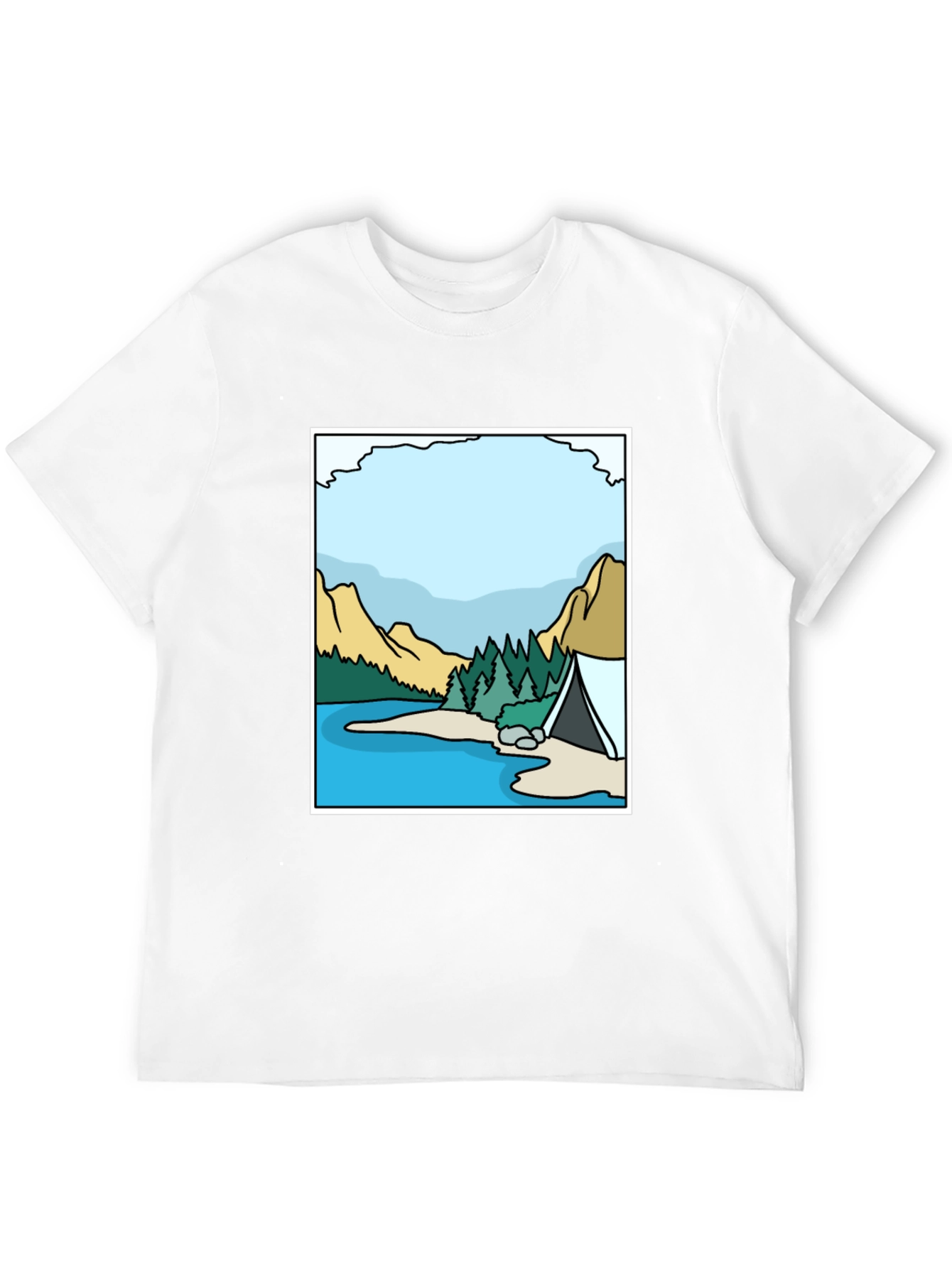 Camping Lake Graphic Tee - Black