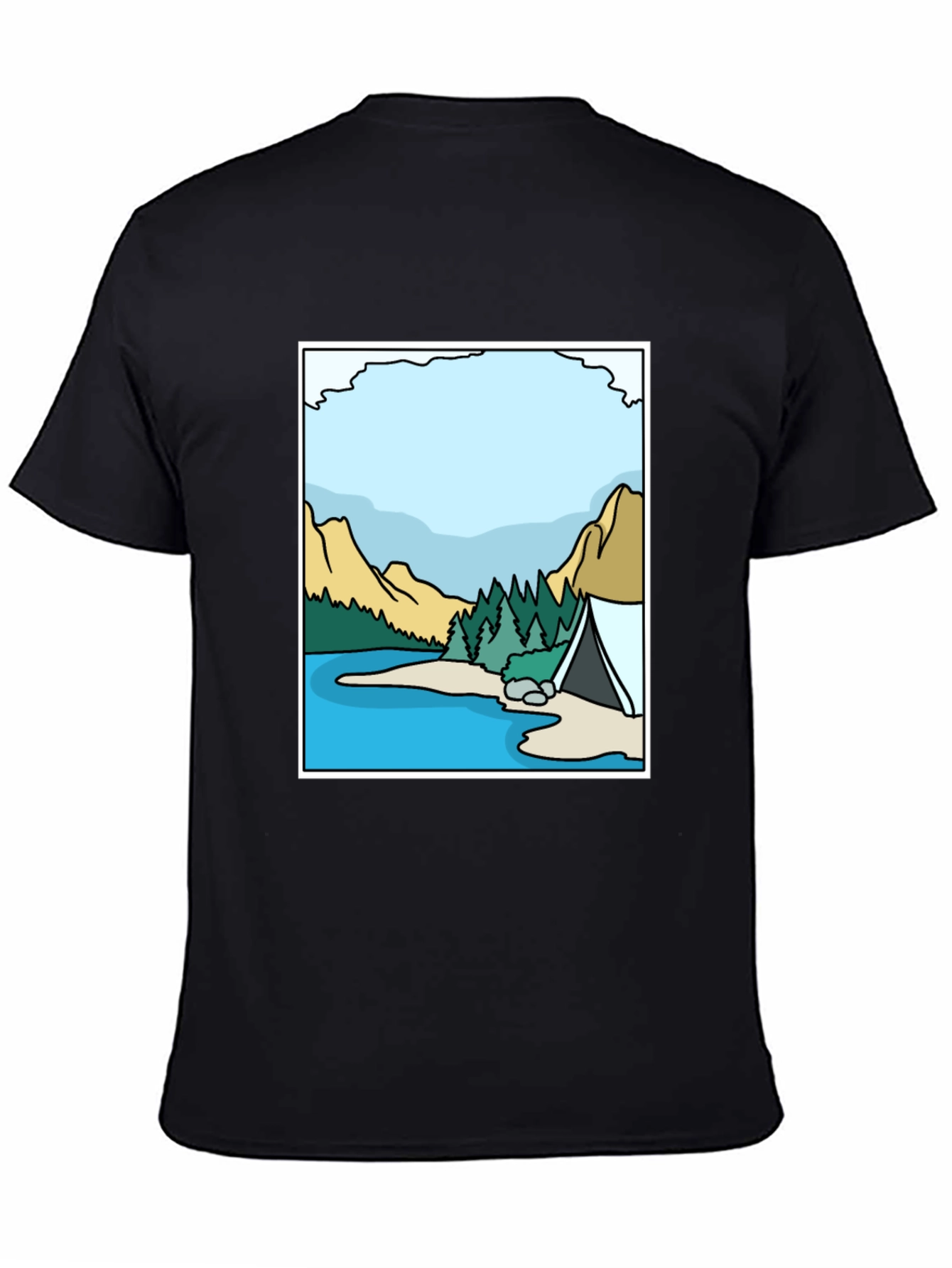 Camping Lake Graphic Tee - Black
