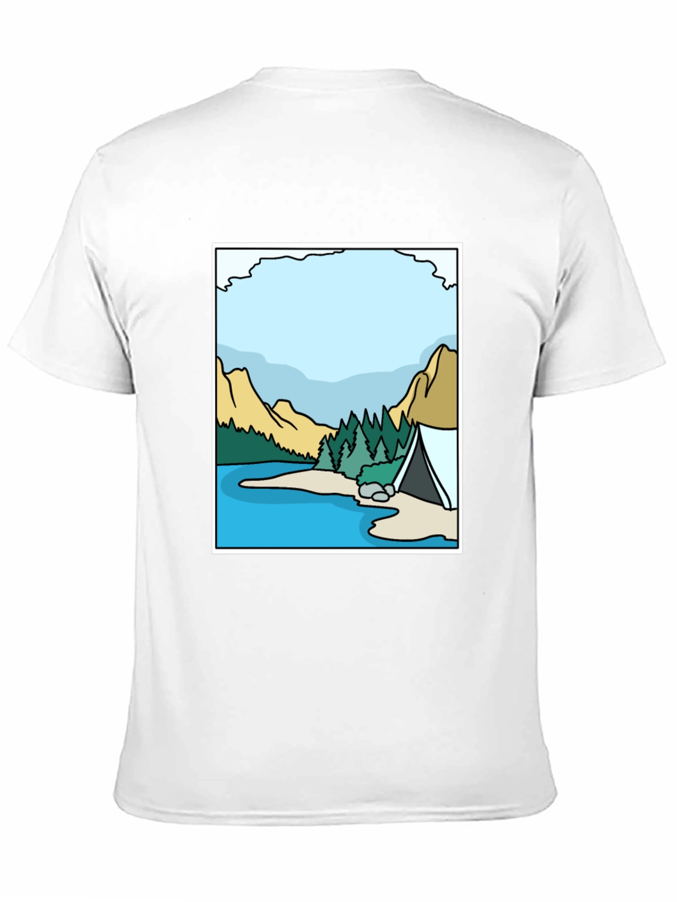 Camping Lake Graphic Tee - Black