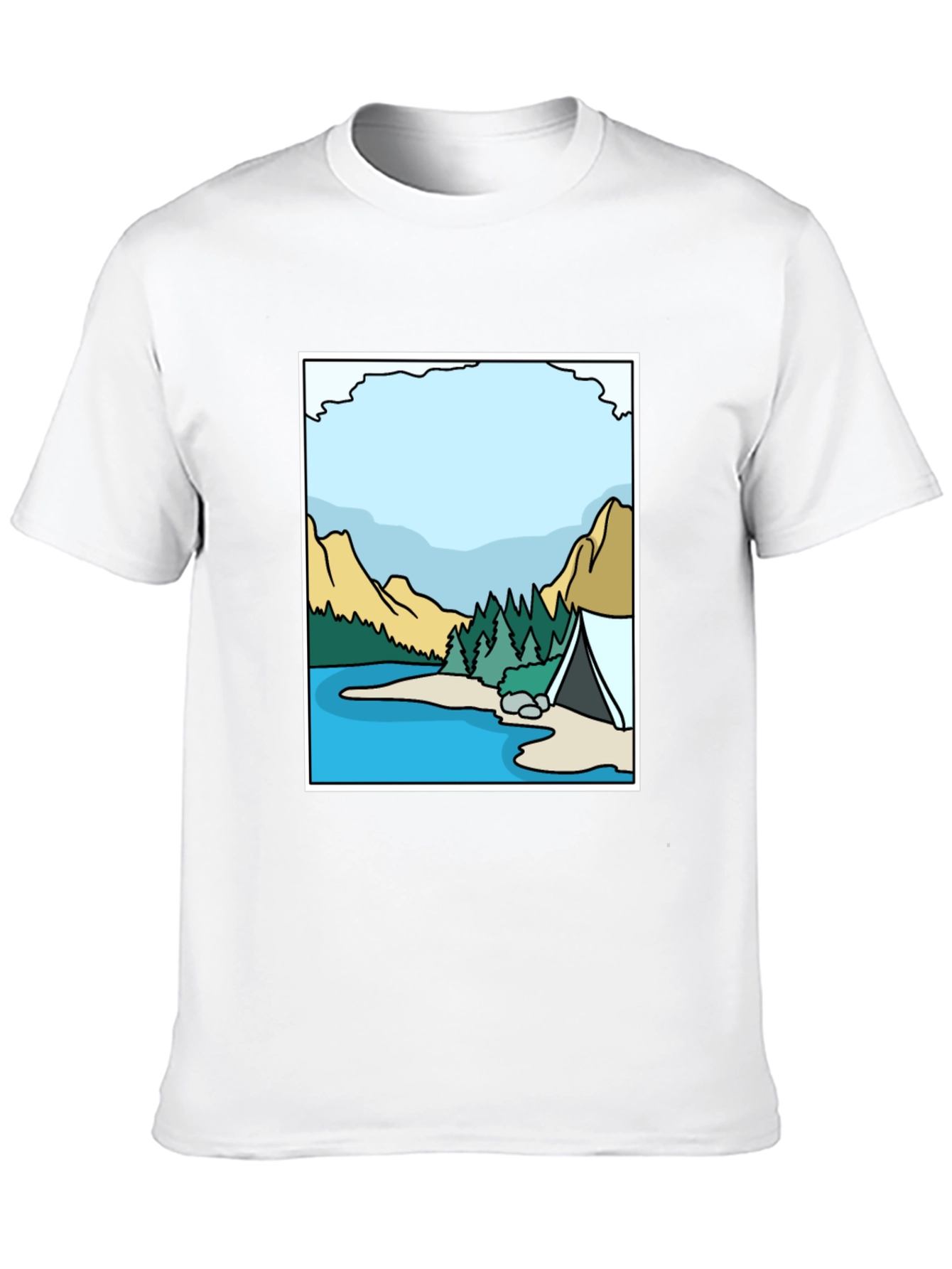 Camping Lake Graphic Tee - Black