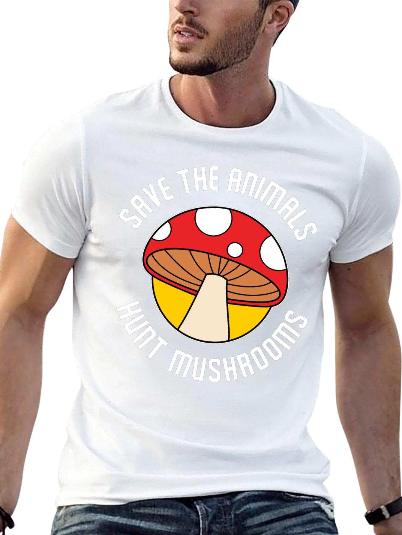 Save Animals Hunt Mushrooms Graphic Tee