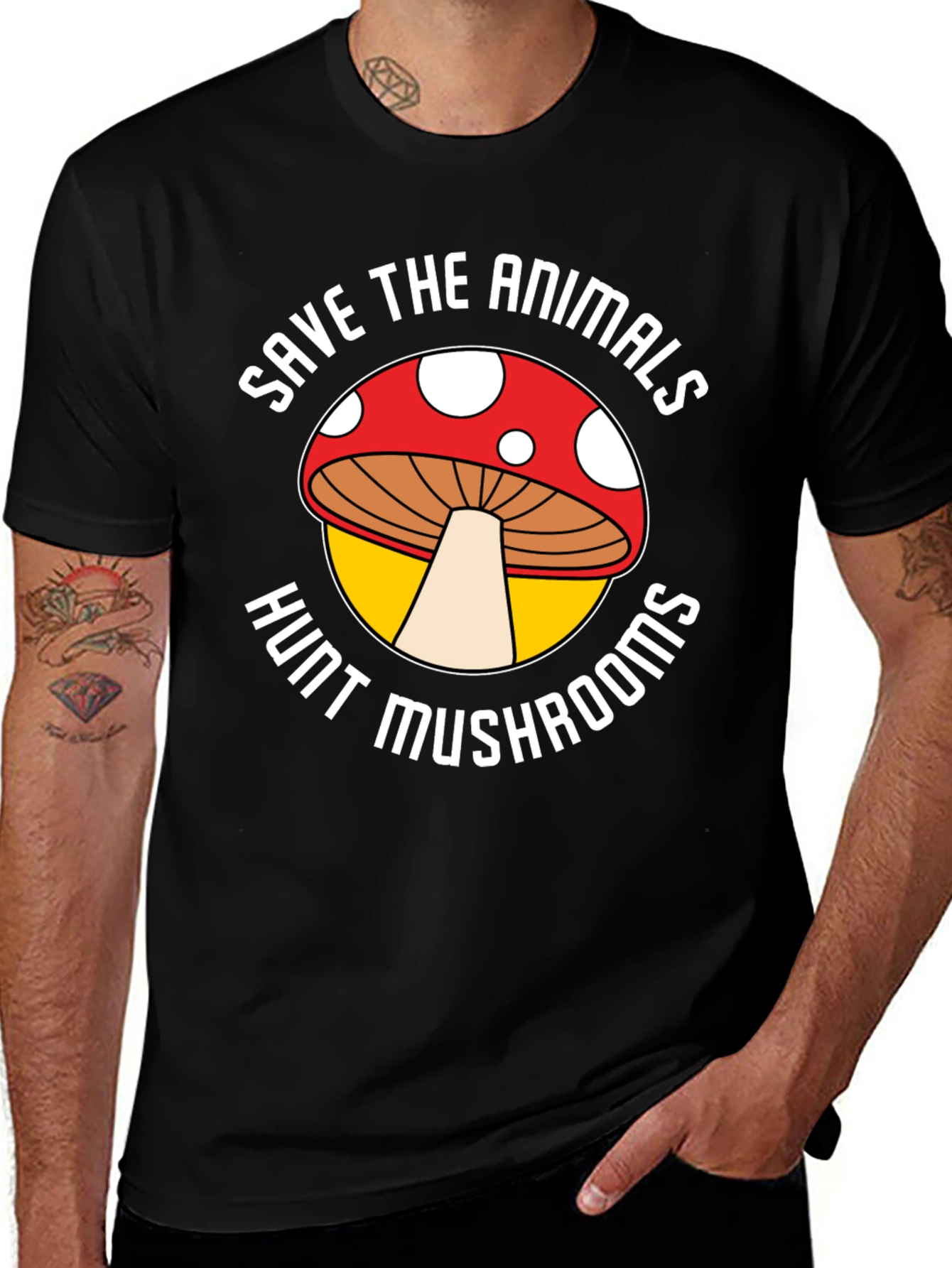 Save Animals Hunt Mushrooms Graphic Tee