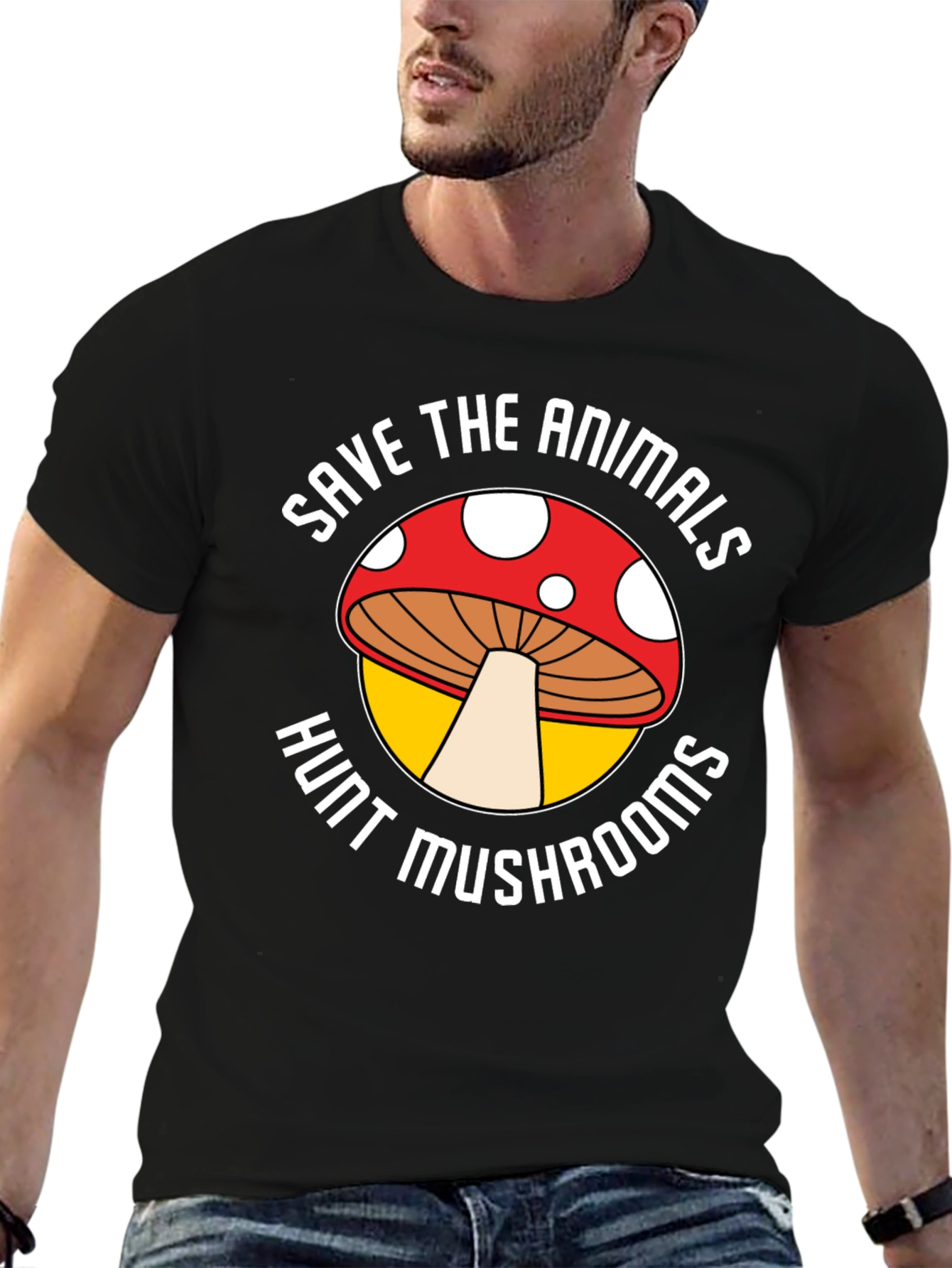 Save Animals Hunt Mushrooms Graphic Tee
