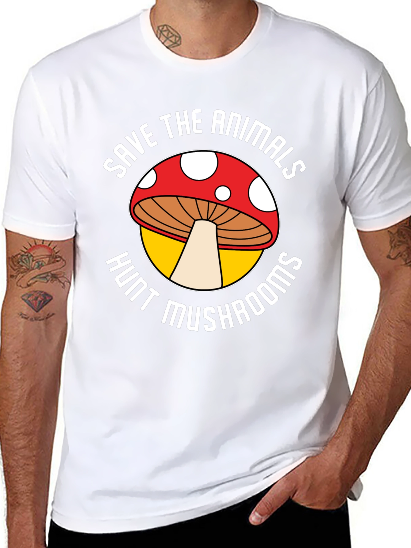 Save Animals Hunt Mushrooms Graphic Tee