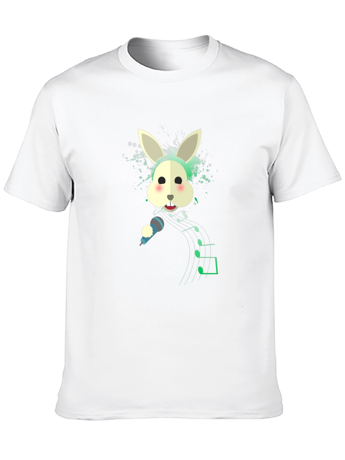 Singing Rabbit Graphic Tee - Black Cotton Blend T-Shirt