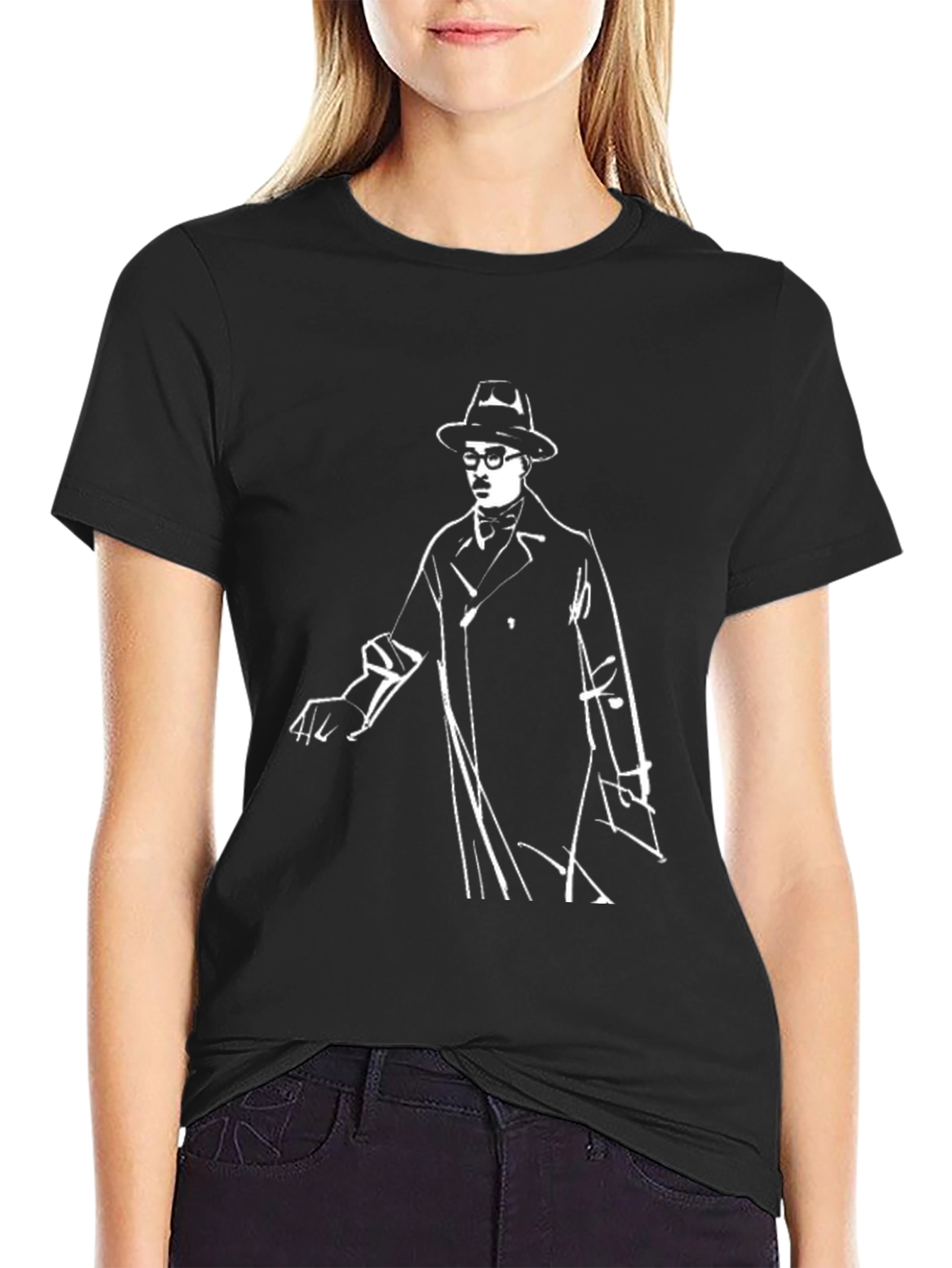 Cool Detective Graphic Tee - Black Cotton Blend