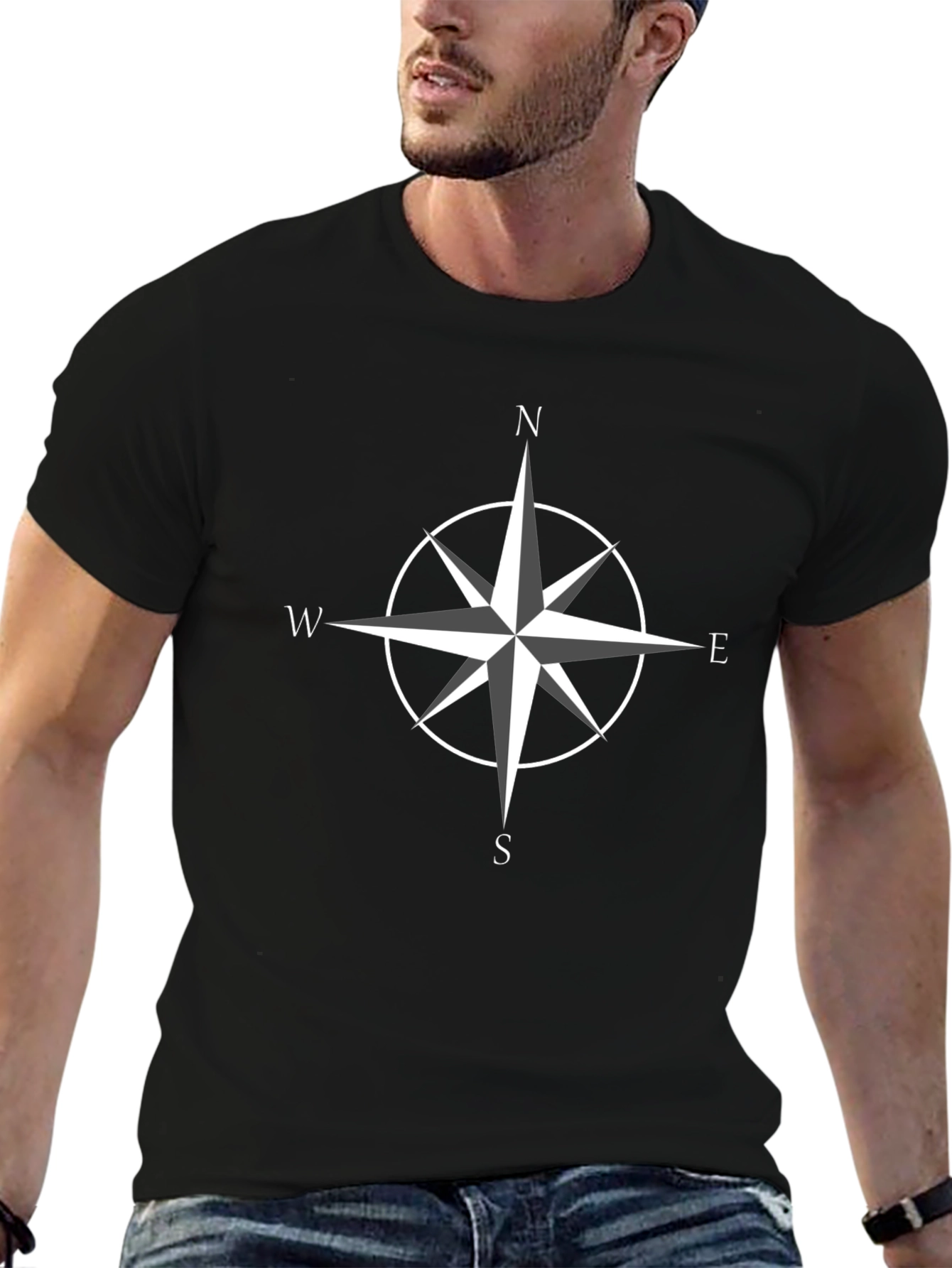 Compass Rose Graphic T-Shirt - Black