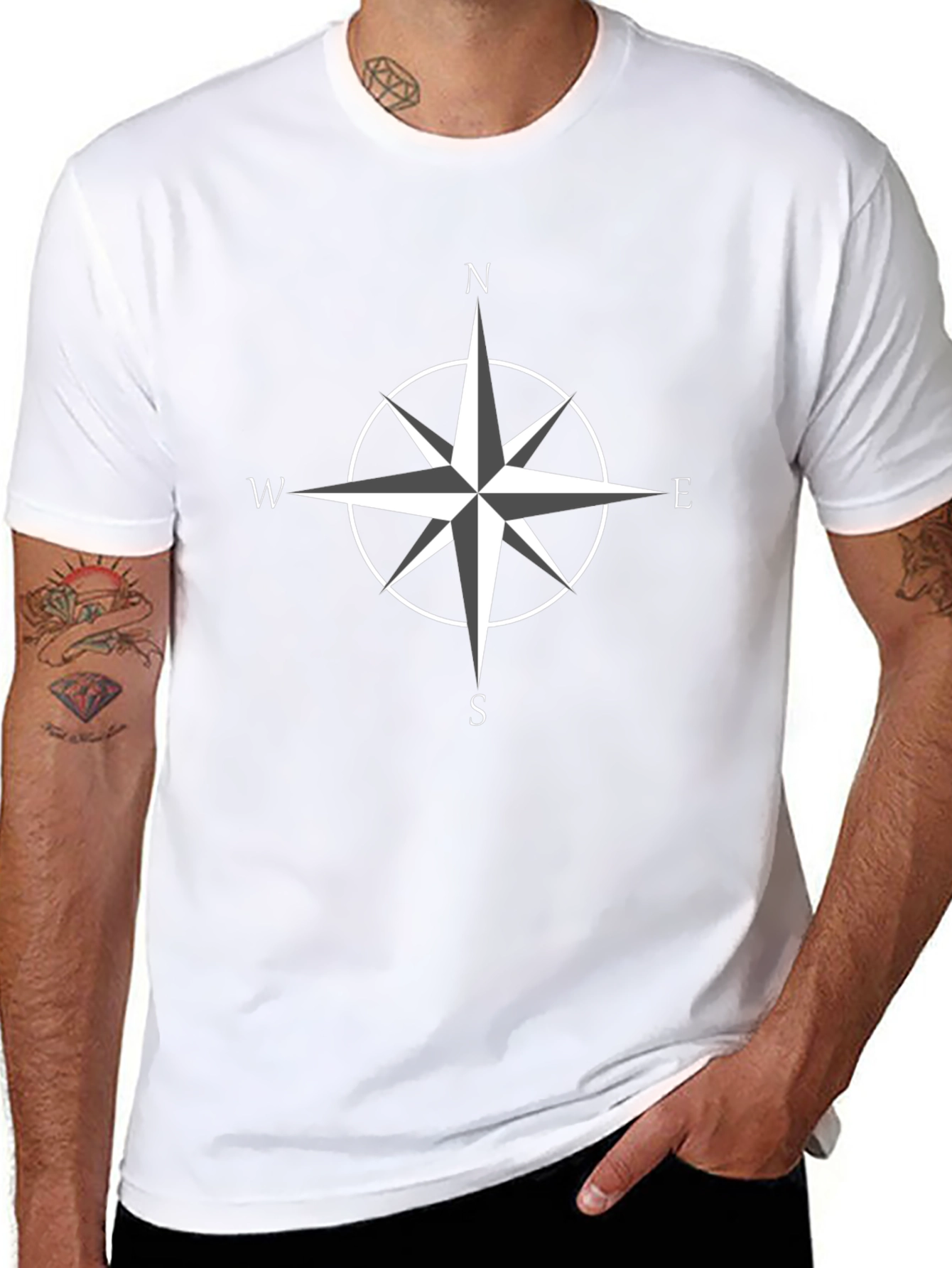 Compass Rose Graphic T-Shirt - Black
