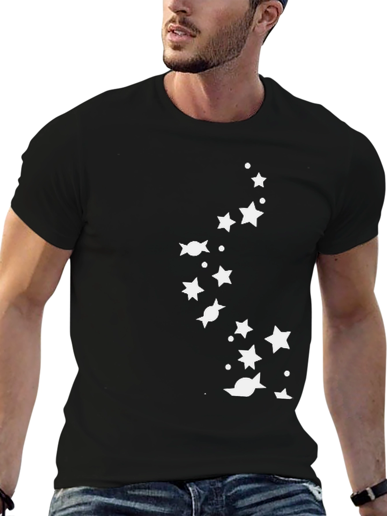 Starry Night Mens Black Graphic Tee