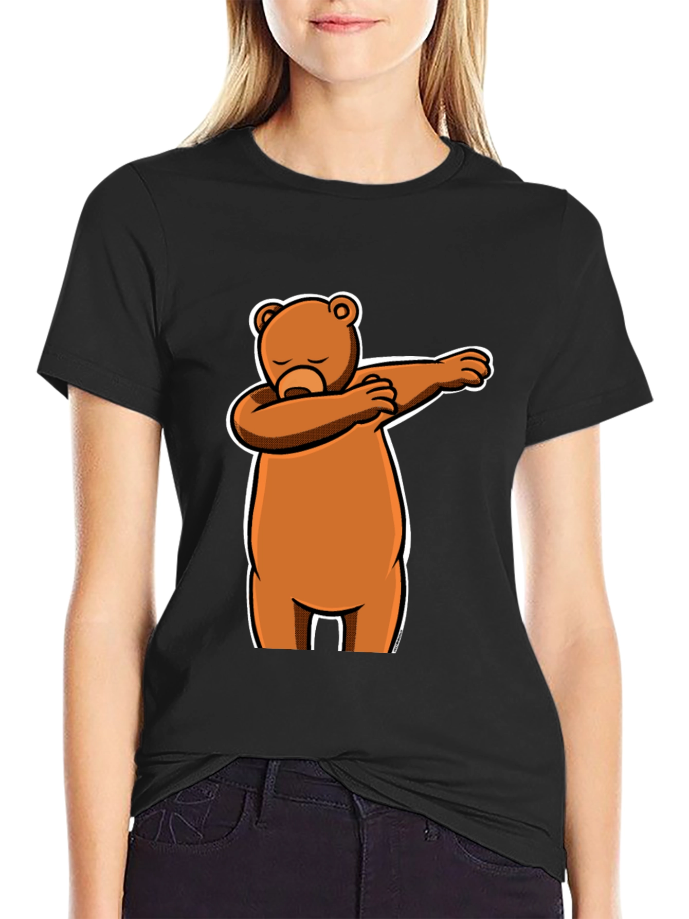 Dabbing Bear Black T-Shirt - Fun Cartoon Graphic Tee