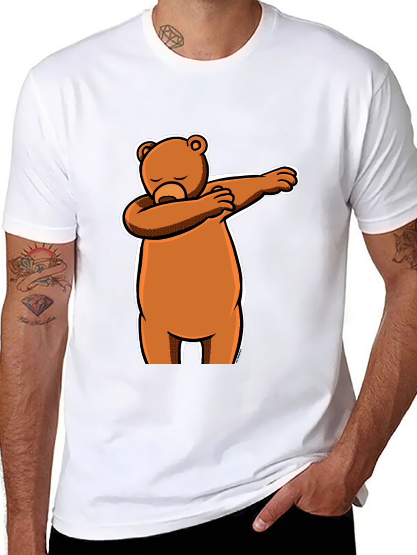 Dabbing Bear Black T-Shirt - Fun Cartoon Graphic Tee