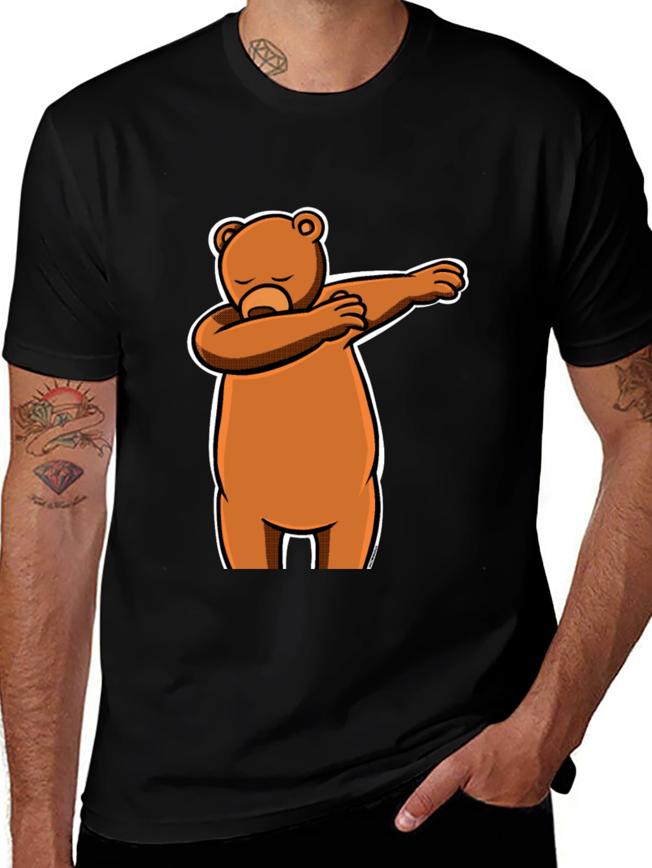 Dabbing Bear Black T-Shirt - Fun Cartoon Graphic Tee