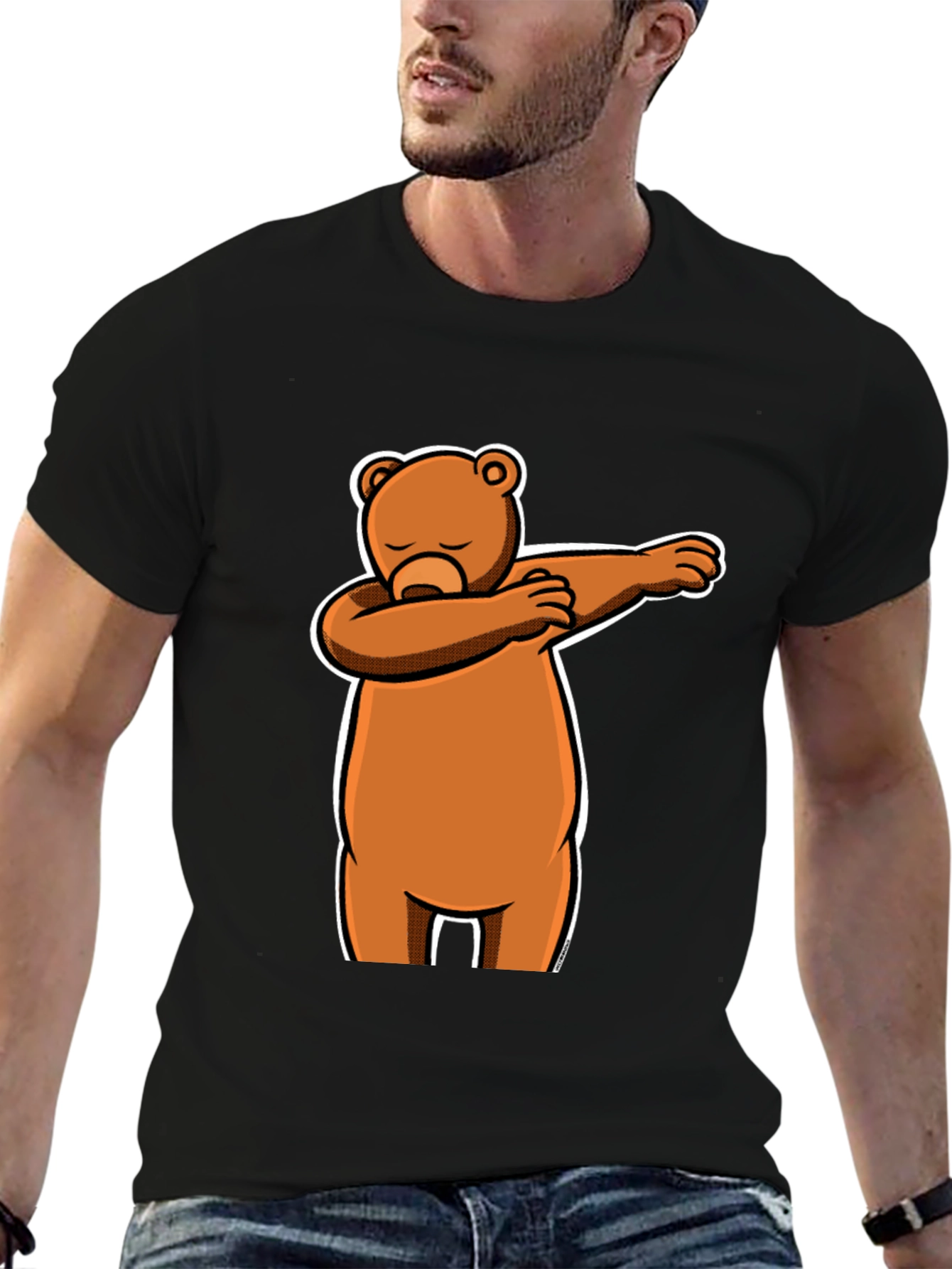 Dabbing Bear Black T-Shirt - Fun Cartoon Graphic Tee