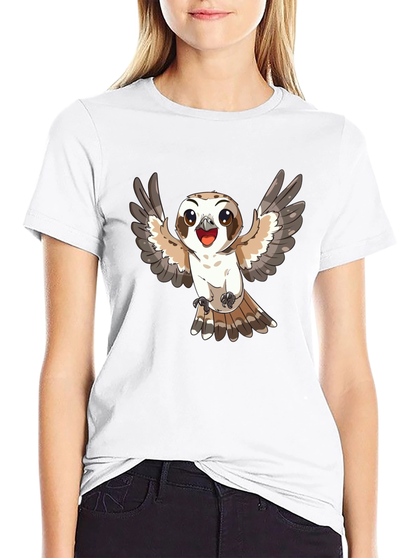 Cute Cartoon Owl T-Shirt - Black Cotton Tee