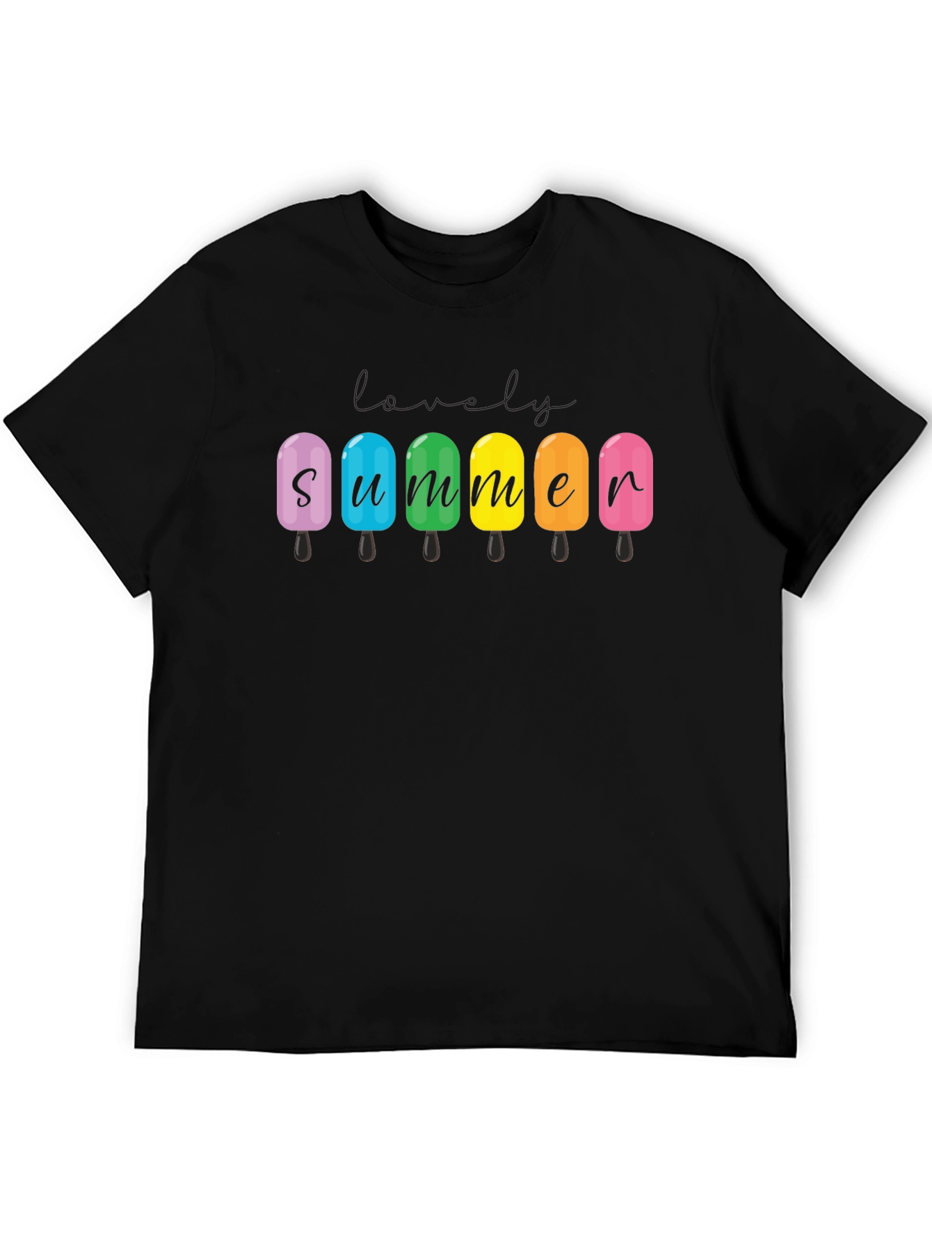Lovely Summer Popsicle Graphic Tee - Black