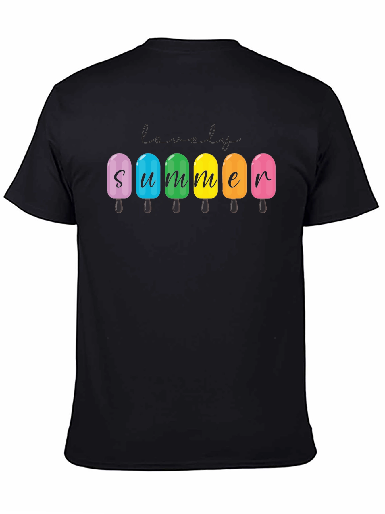 Lovely Summer Popsicle Graphic Tee - Black