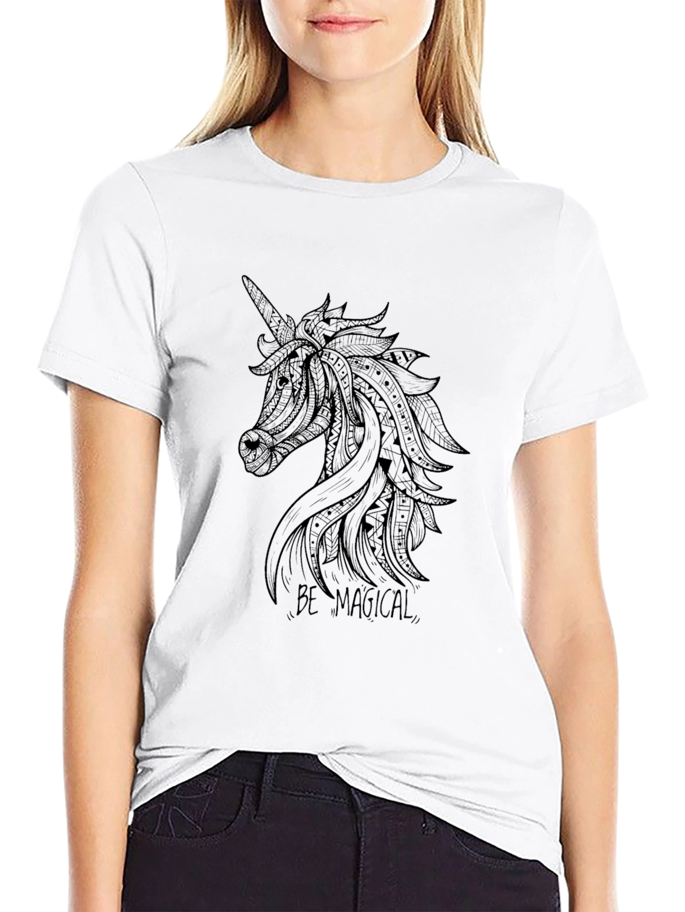 Magical Unicorn Graphic Black T-Shirt