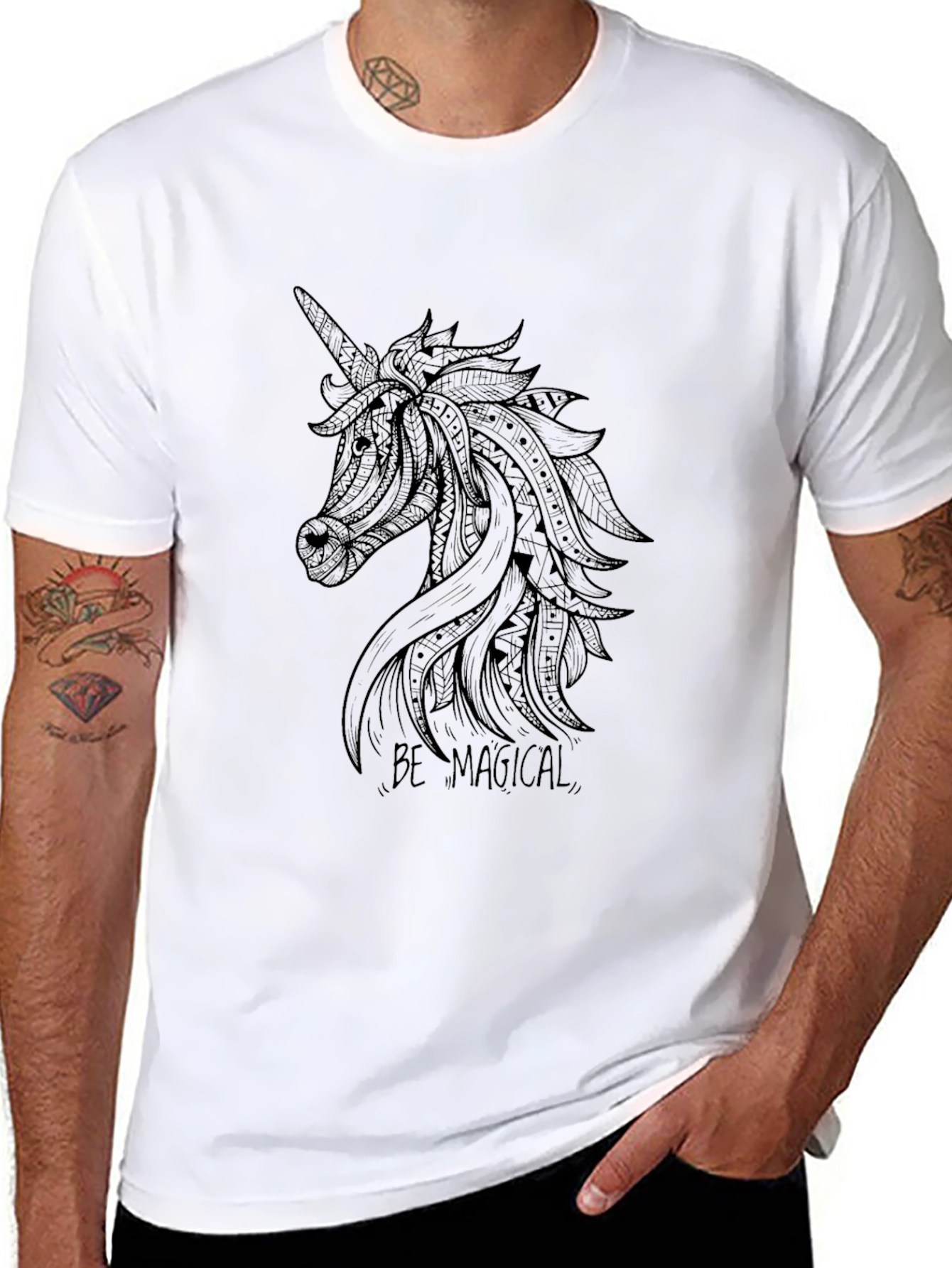 Magical Unicorn Graphic Black T-Shirt