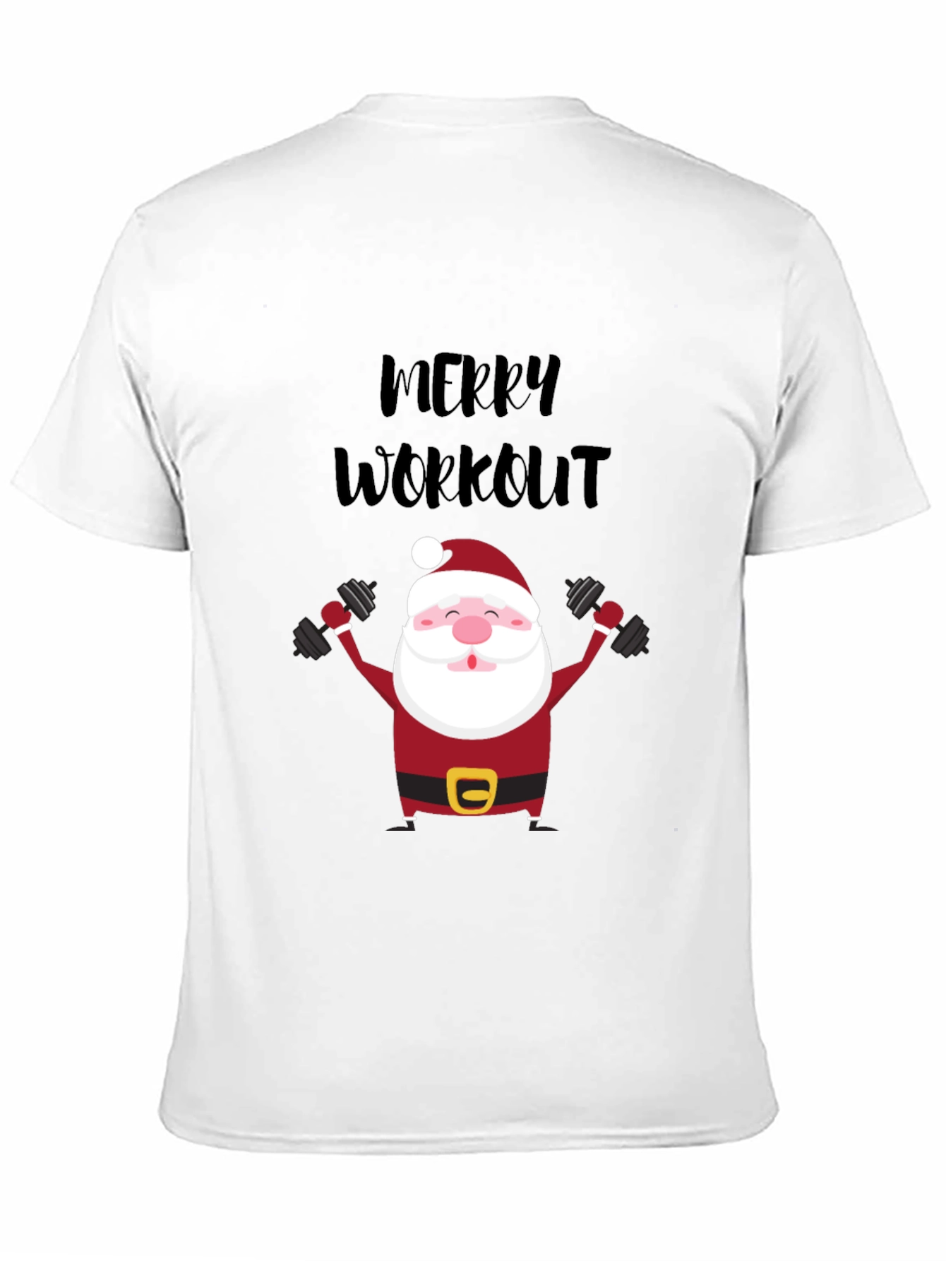 Merry Workout Santa T-Shirt - Holiday Fitness Apparel