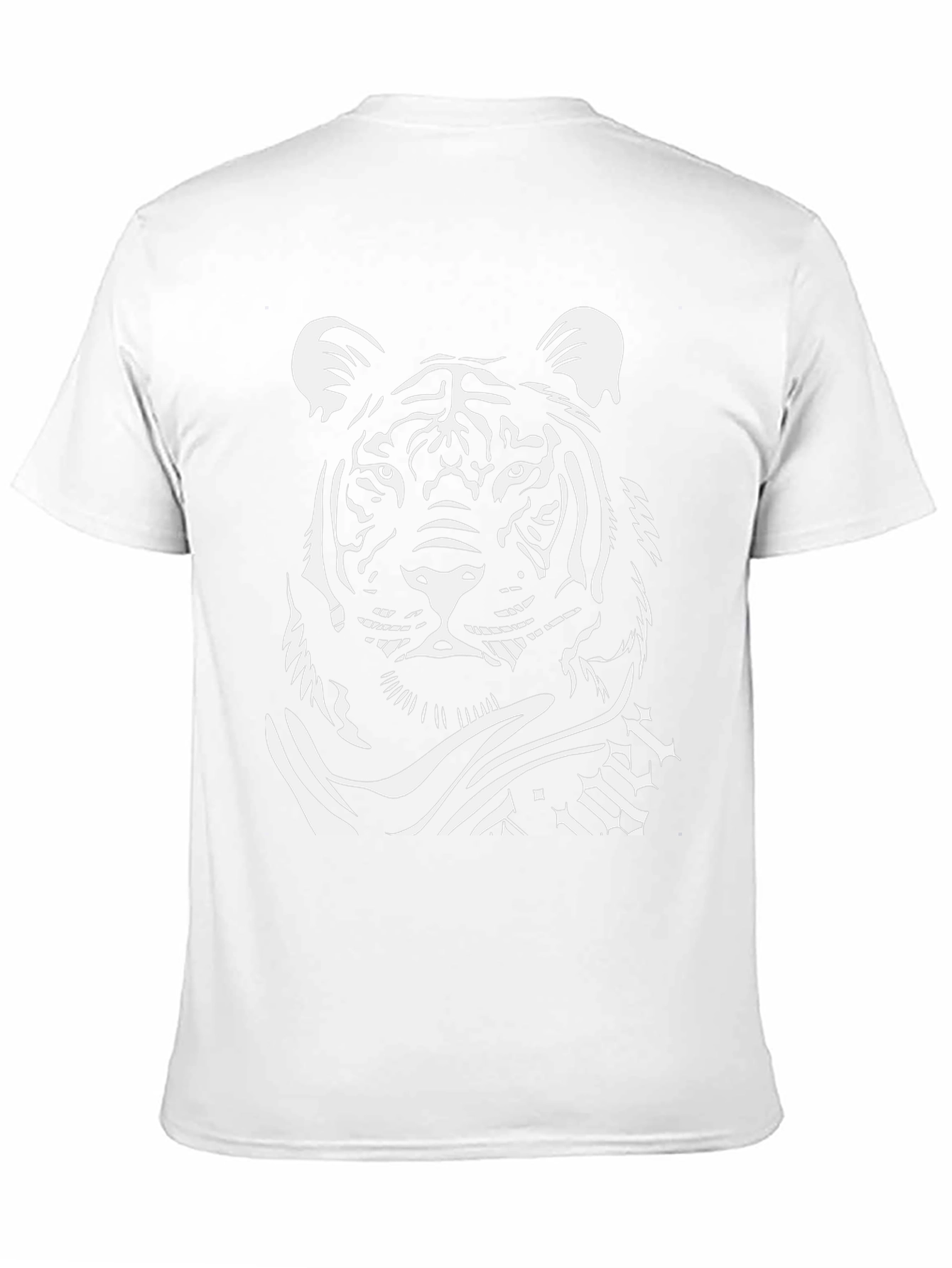 Black T-Shirt with White Tiger Graphic