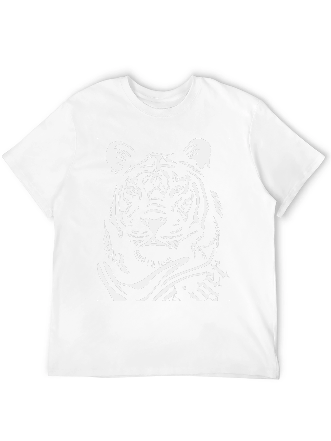 Black T-Shirt with White Tiger Graphic