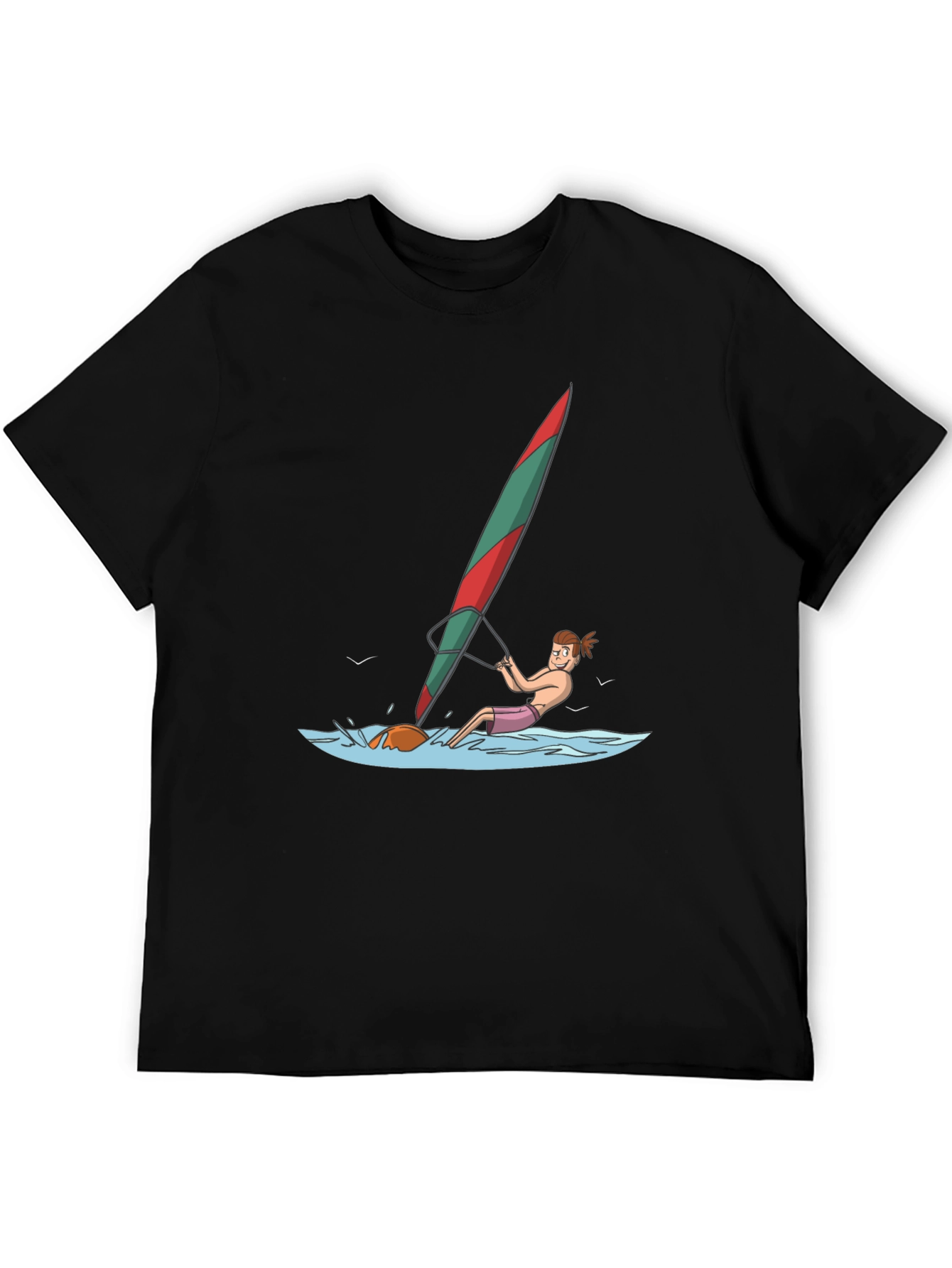 Windsurfing Cartoon Graphic T-Shirt