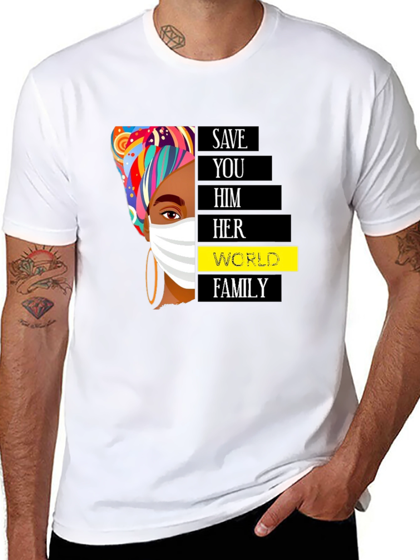 Save You Him Her World Family Black T-Shirt