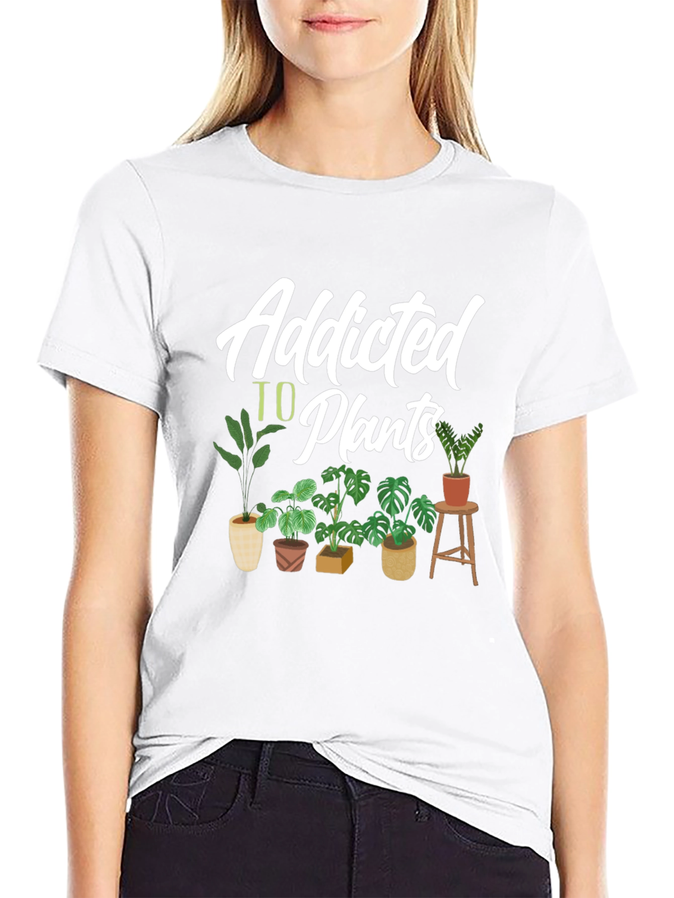 Addicted to Plants Graphic Tee - Black Cotton T-Shirt