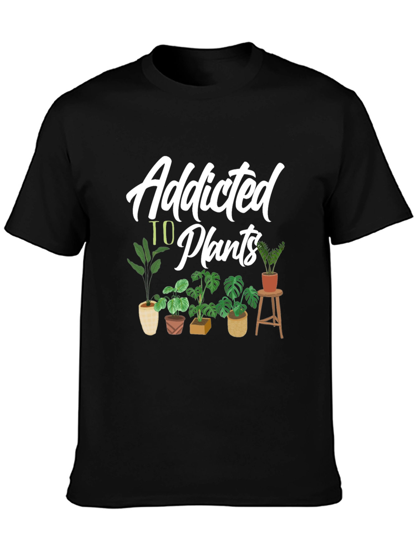 Addicted to Plants Graphic Tee - Black Cotton T-Shirt