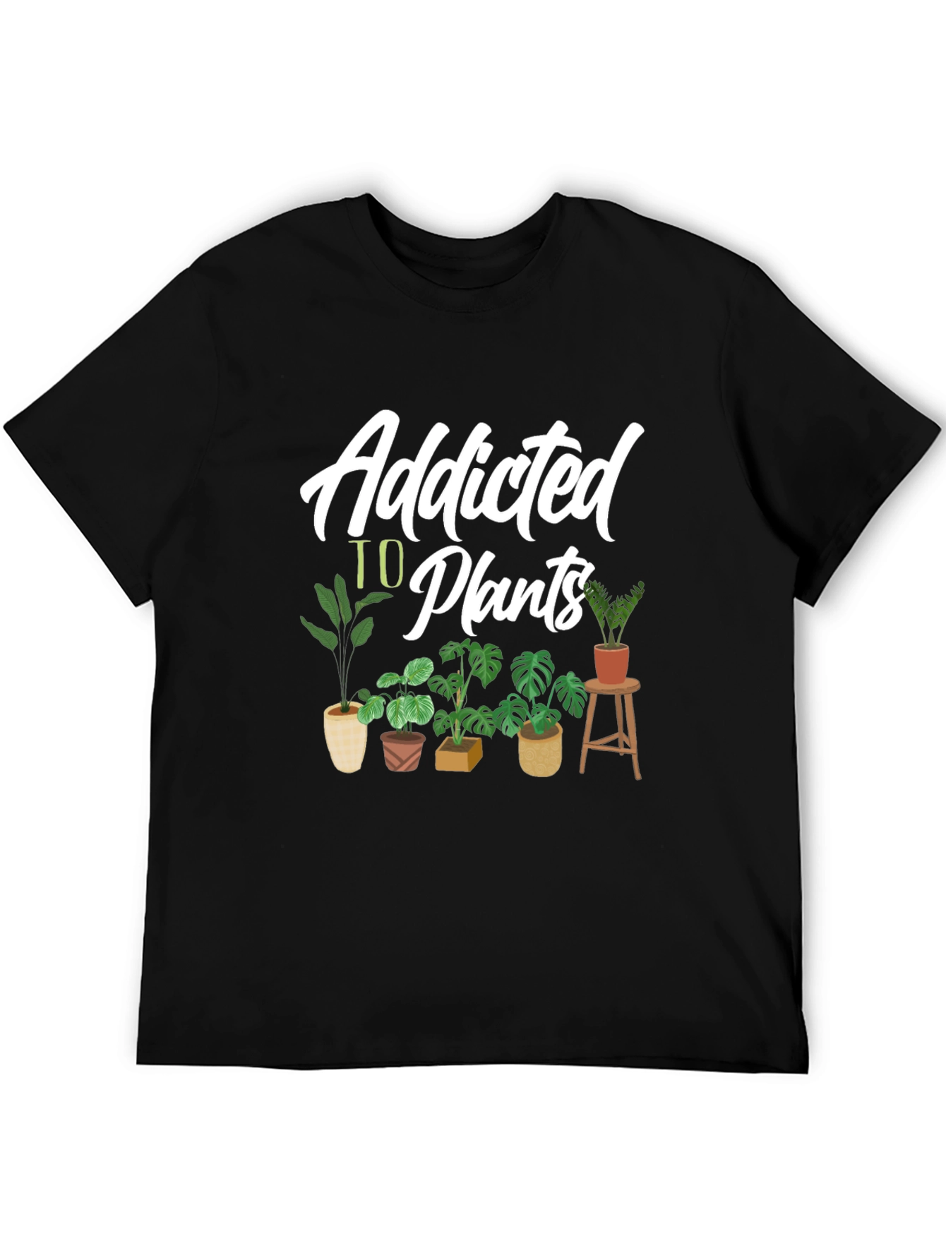 Addicted to Plants Graphic Tee - Black Cotton T-Shirt