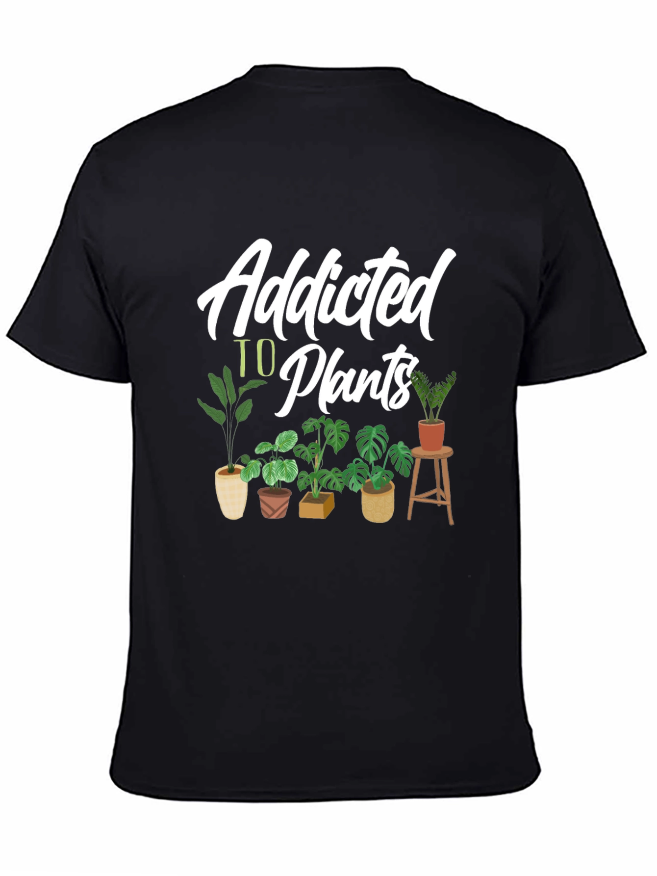 Addicted to Plants Graphic Tee - Black Cotton T-Shirt