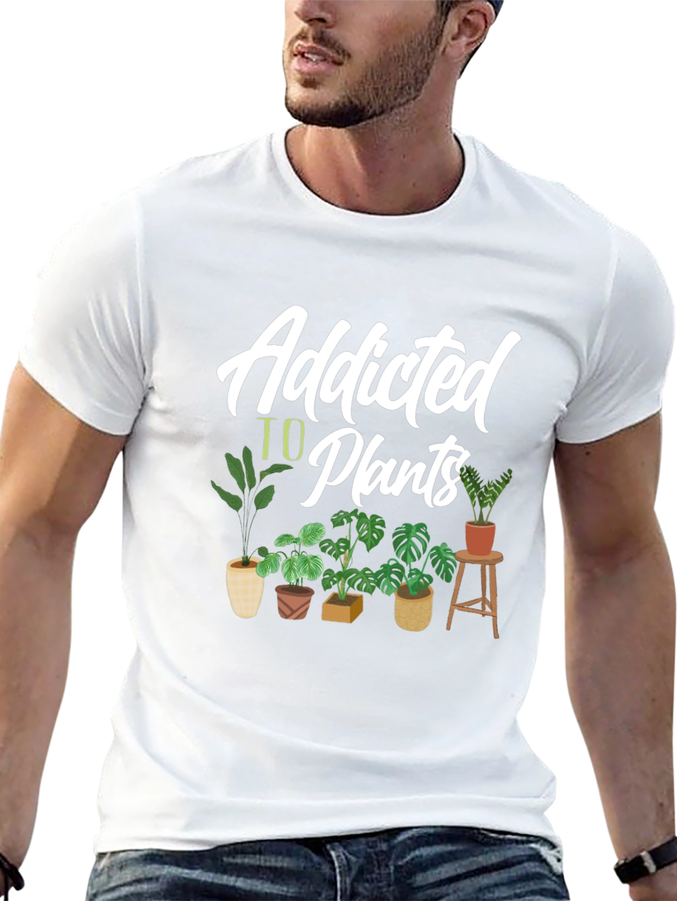 Addicted to Plants Graphic Tee - Black Cotton T-Shirt